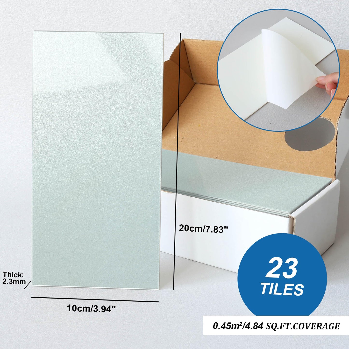 M MOFIT Subway Tile Peel and Stick Backsplash for Kitchen Polished,Individual Tile Stickers Large Wall Tiles Waterpoof Bathroom CM 10x20(Green 23 PCS)