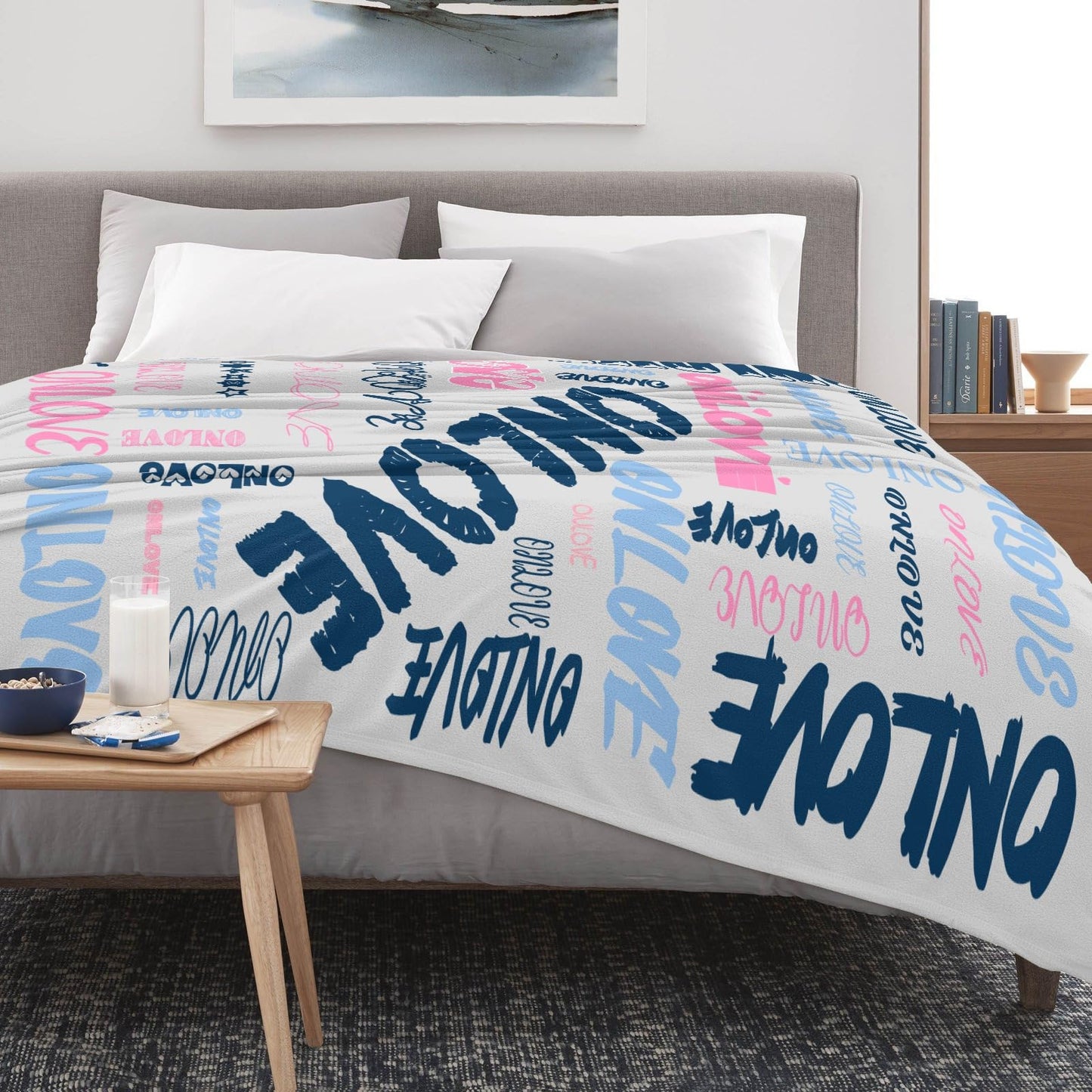 HSMAELE Personalized Blankets with Name Custom Blanket for Boys Girls Adult Customized Flannel Throw Blanket for Birthday Valentines Day Gifts, Gray Blanket Made in USA