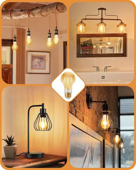 EDISHINE Vintage LED Edison Bulbs 8W, 60W Equivalent, 2200K Amber Warm Light, ST58 Antique Edison Light Bulb with 80+ CRI, A19 Dimmable LED Bulbs, 700LM, E26 Medium Base, 6 Pack