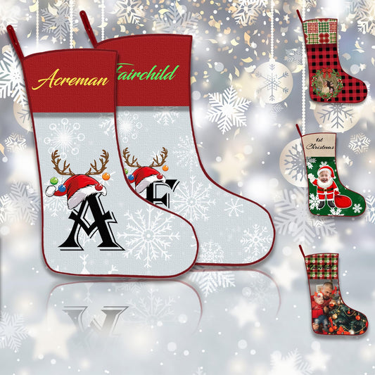 ubmpj Personalized Christmas Stocking Custom Christmas Stockings with Name Holiday and Family Stocking for Fireplace Christmas Holiday Party Decoration