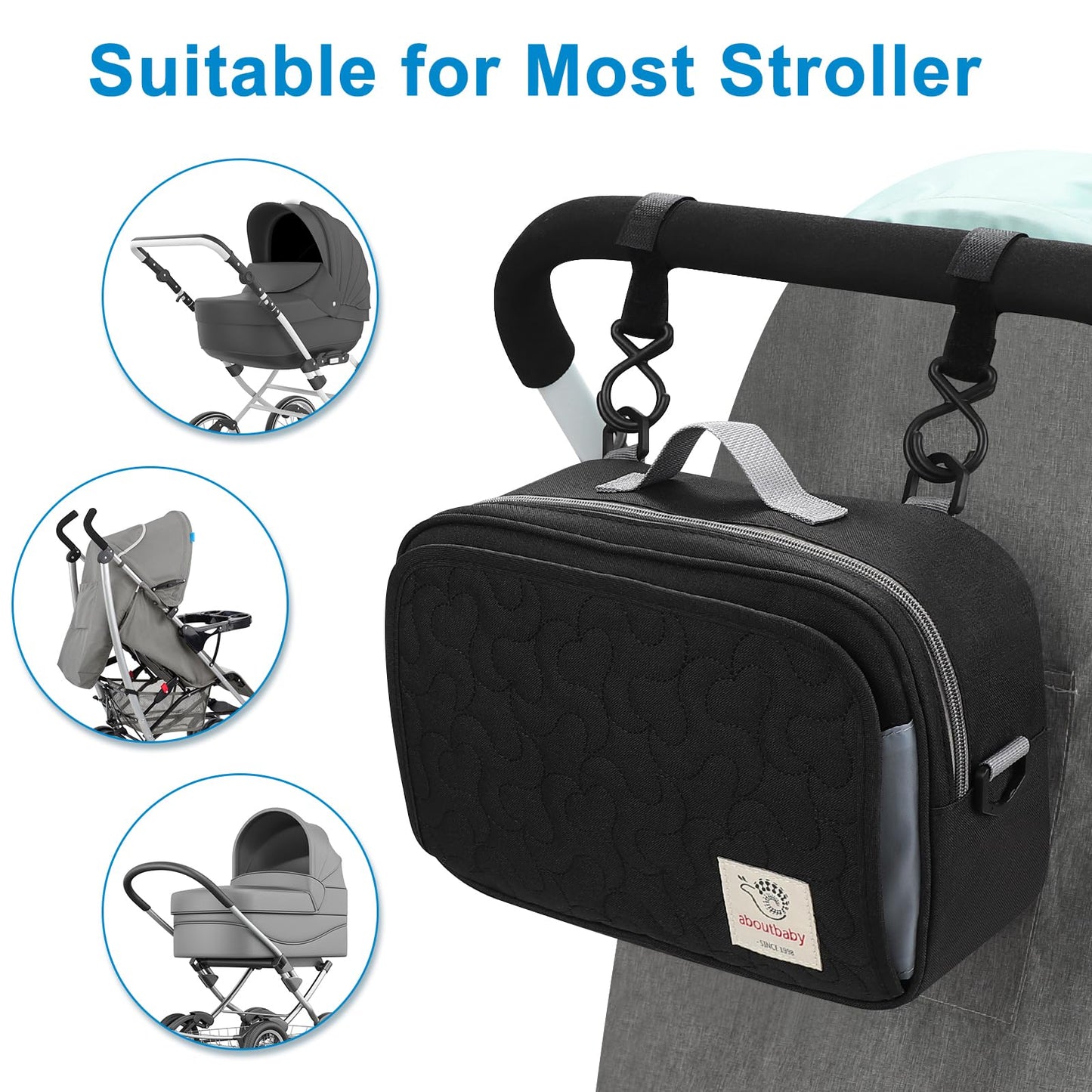 Accmor Stroller Organizer, Universal Stroller Organizer with Insulated Cup Holder Pocket, Dual Purpose Large Capacity Stroller Bag Caddy, Stroller Accessories Fits for Uppababy, Doona, Nuna Strollers