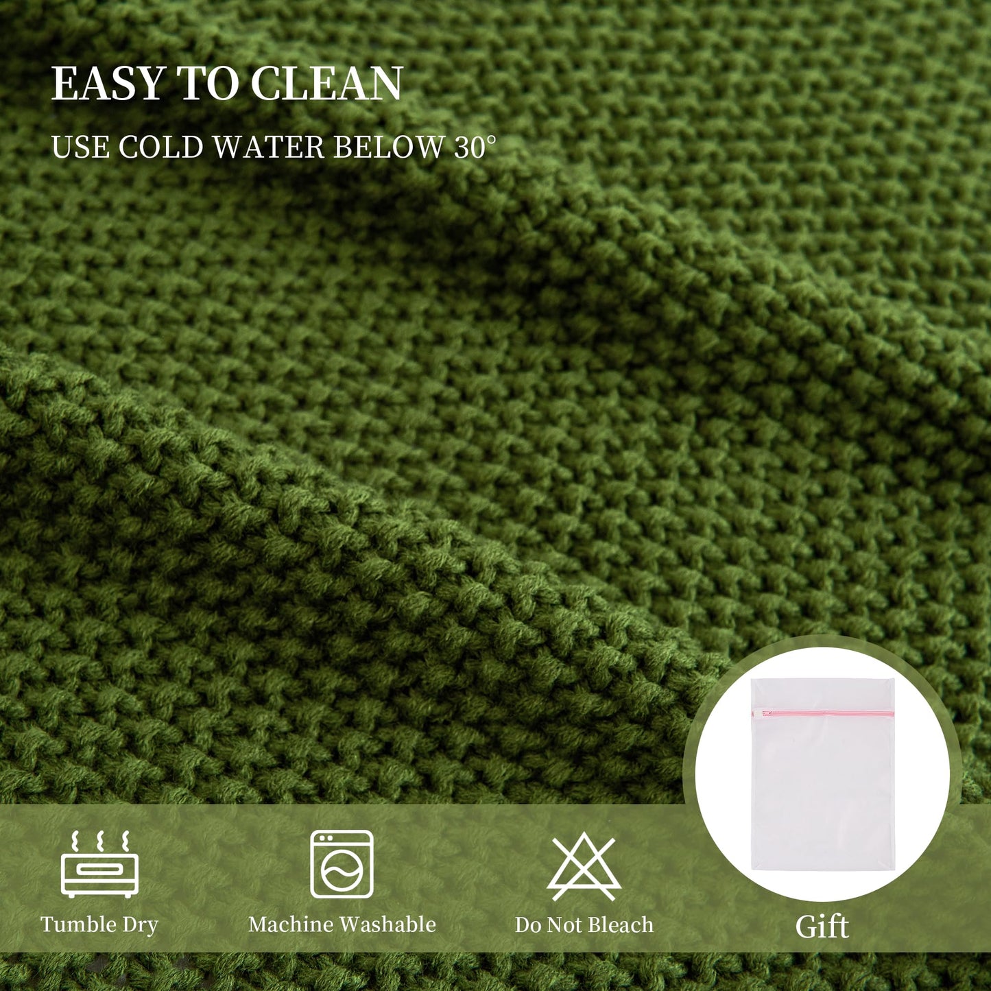 Aganear Knit Throw Blanket for Couch, Cable Knitted Throw Blanket for All Seasons, Soft Cozy Lightweight Knit Blanket for Living Room Bed Office Travel Boho Decor (50"x60", Olive Green)