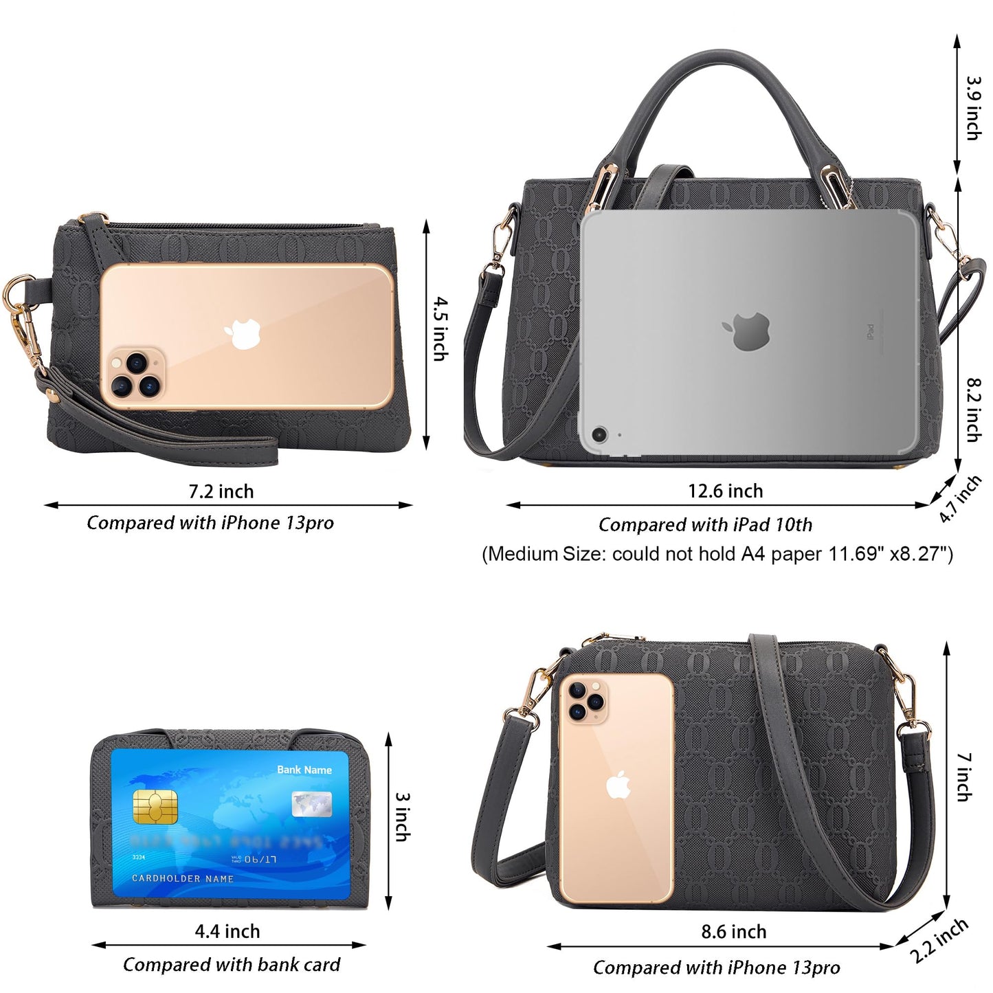 Purse for Women Fashion Medium Shoulder Bag Crossbody Bag Top Handle Tote Handbag Set 4PCS