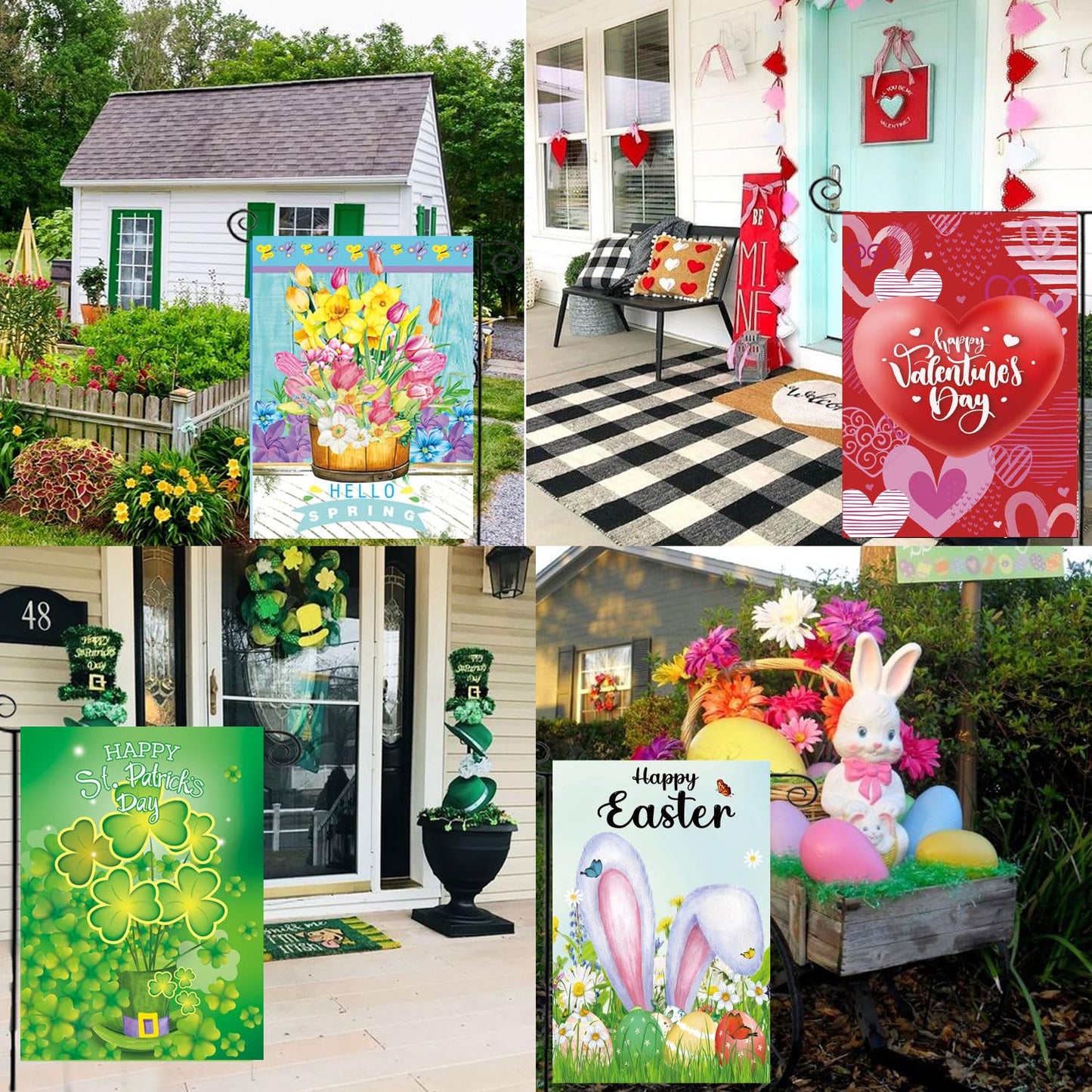 Seasonal Garden Flags Set of 12-Double Sided 12 x 18 Inch Outside Yard Flags, Small Flags for Outside, Holiday Garden Flags for All Seasons, Fall Winter Halloween Christmas Outdoor Flags