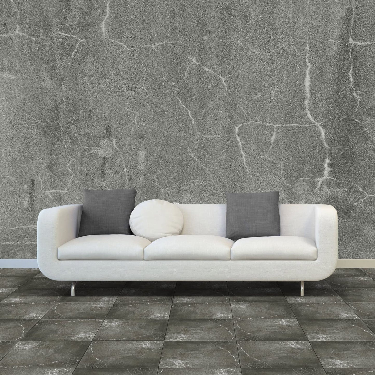 Spiareal 48 Pieces Peel and Stick Floor Tiles Vinyl Flooring 12 x 12 Inch Stick on Floor Tile Self Adhesive Waterproof DIY for Bathroom Kitchen Bedroom Living Room(Gray Marble)