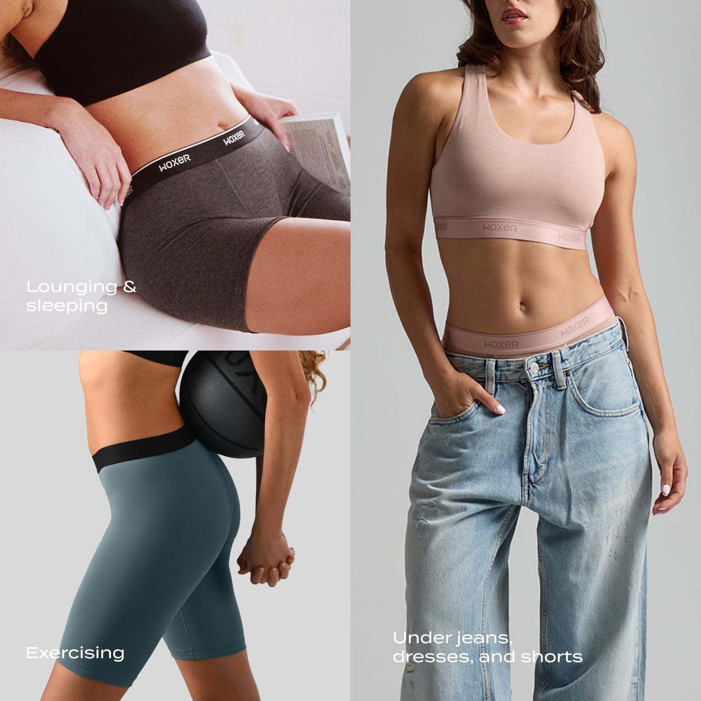 Woxer Womens Boxers - Star 3" Boy Shorts Underwear for Women - Boxers for Women Black