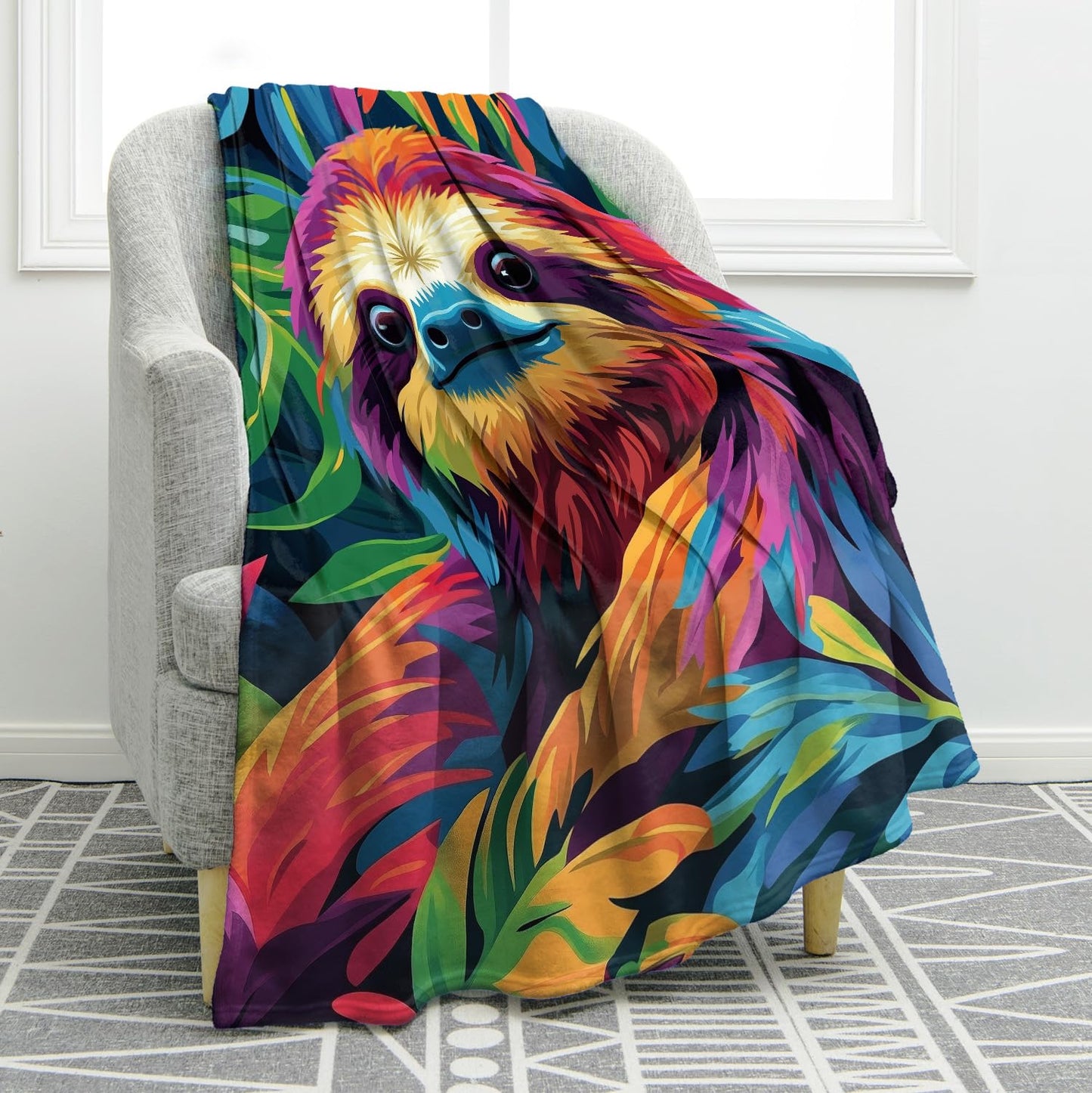 Jekeno Sloth Gifts Throw Blanket for Adults & Kids, Christmas & Birthday Sloth Gifts for Women & Girls, Decor for Sofa, Chair, Bed, Travelling & Camping 50"X60"