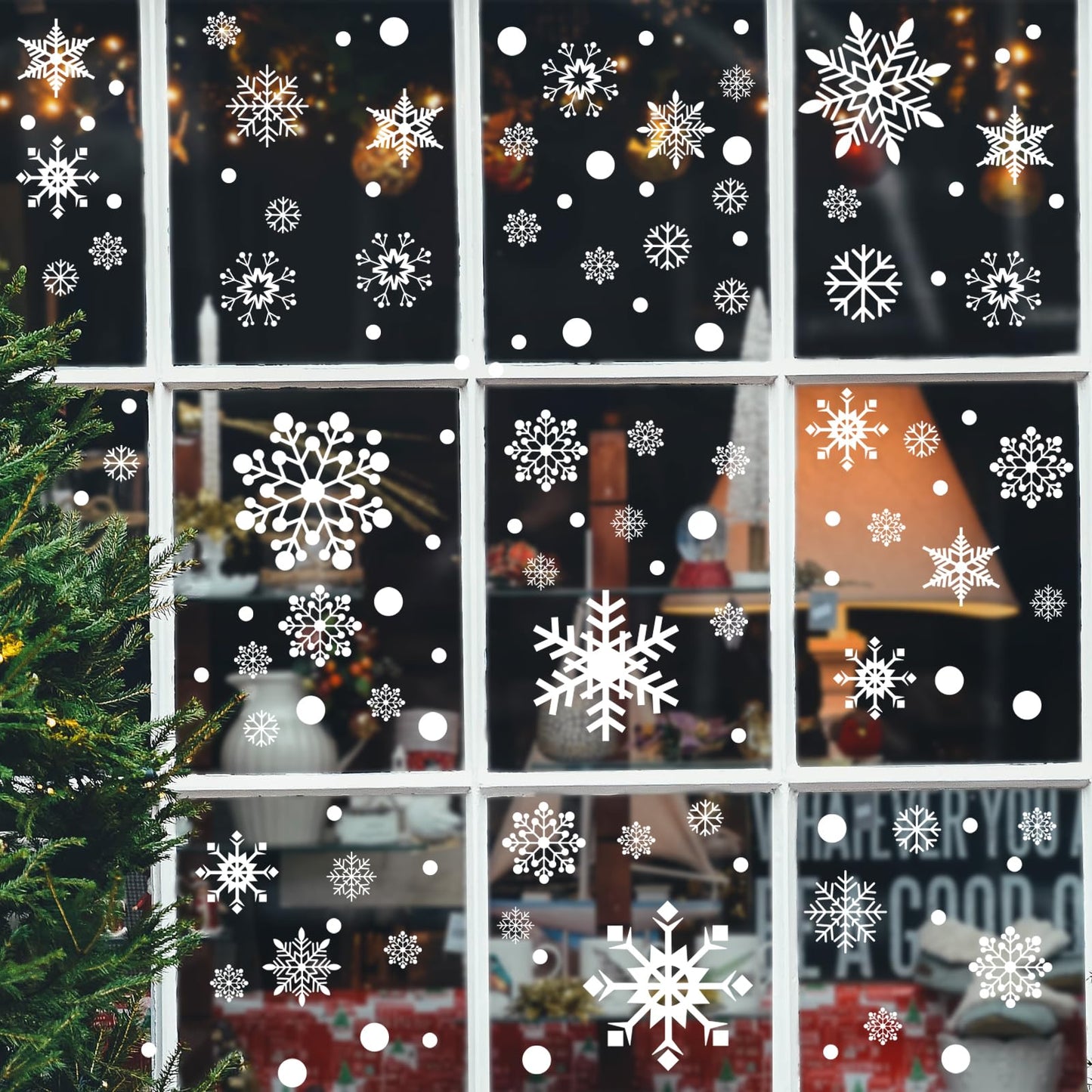AOWDIAO Christmas Decorations 480 Pcs Snowflakes Window Clings 8 Sheets Snowflakes Decor Double-Sides Christmas Window Glass Stickers Decals for Home Party Supplies