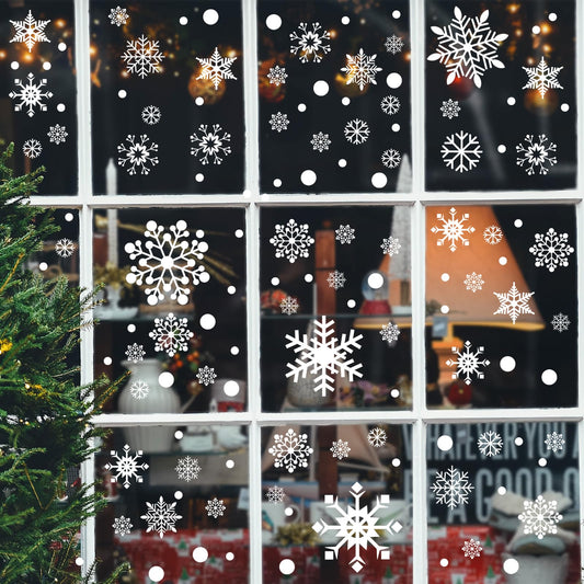 AOWDIAO Christmas Decorations 480 Pcs Snowflakes Window Clings 8 Sheets Snowflakes Decor Double-Sides Christmas Window Glass Stickers Decals for Home Party Supplies