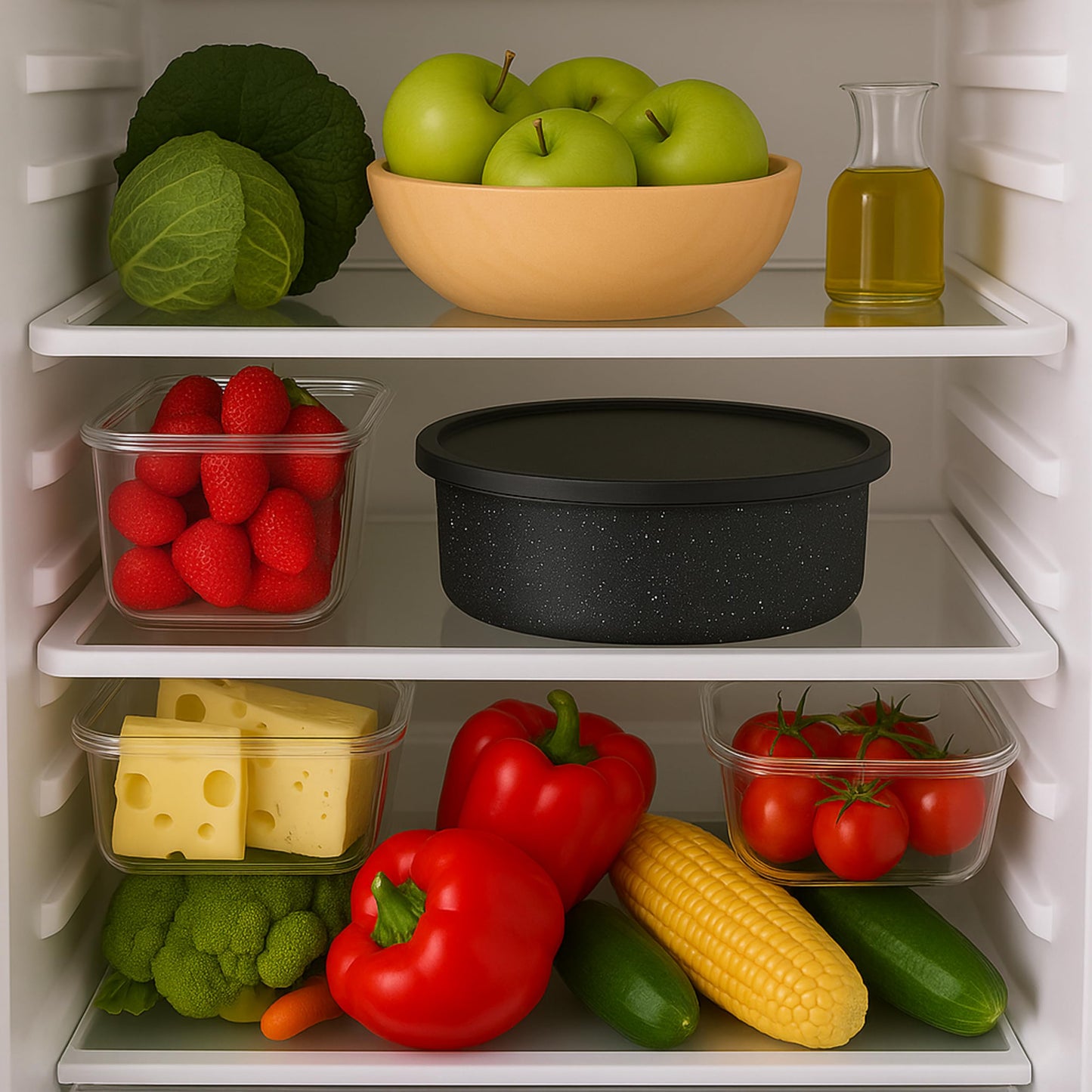 15-Piece Premium Nonstick Cookware Set – Marble Coated Pots & Pans (Interior & Exterior), Removable Handle, Space-Saving for RVs & Small Kitchens, Induction & Oven Safe, PFOA-Free