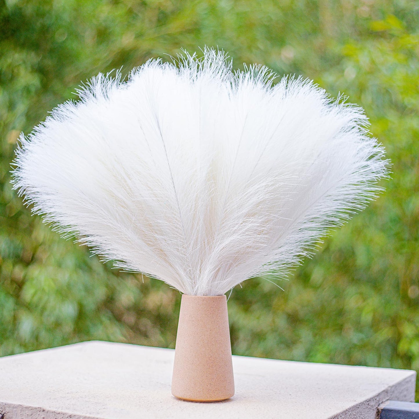 Bnecnet 10 Stems White Pampas Grass Fluffy - 17.7" Faux Pampas Grass Decor Small Fluffy Pompas Floral Arrangement and Vase Filler for Boho Home Wedding Mothers Day Decoration