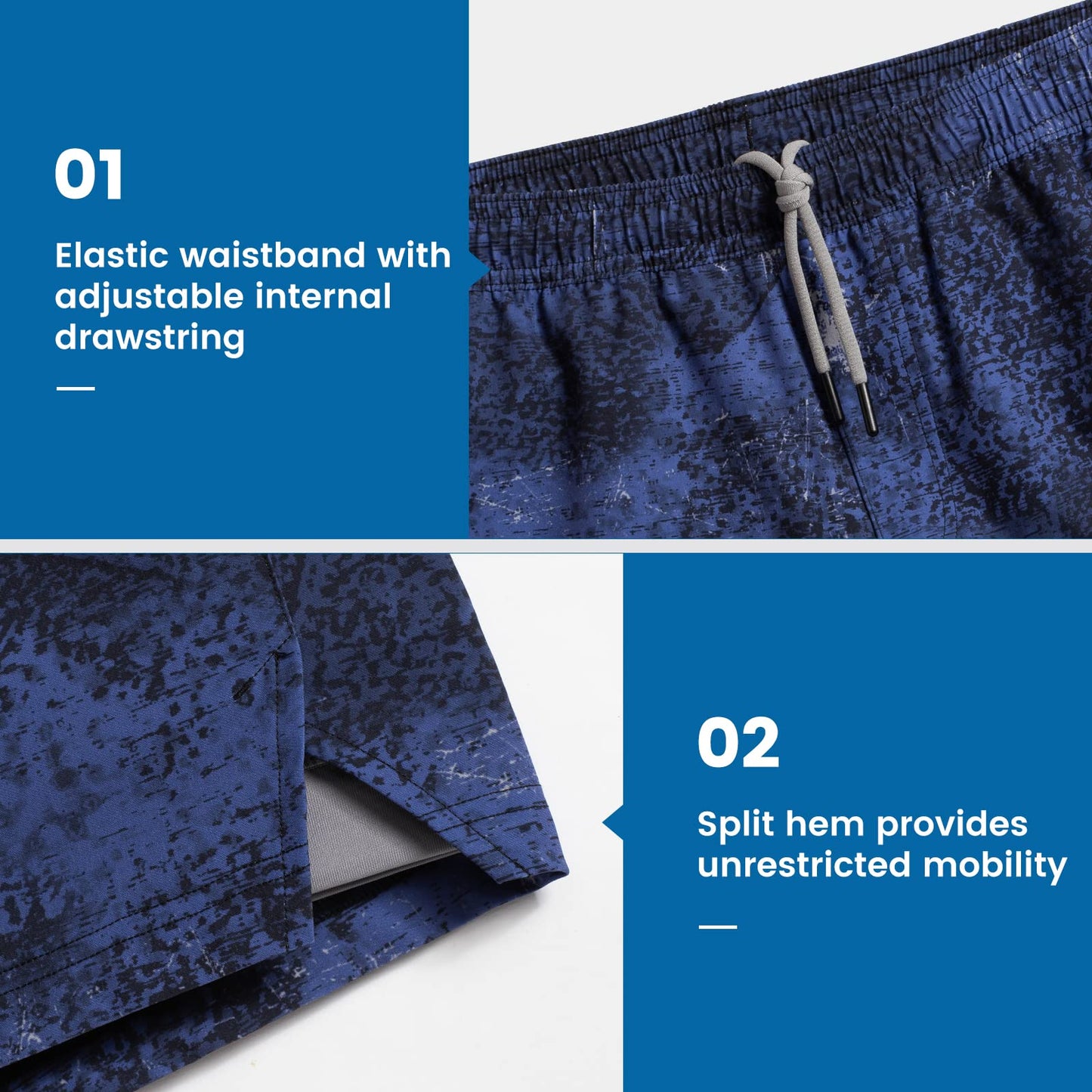 maamgic Gym Shorts for Men 7 inch Inseam with Liner Stretch 2 in 4 Workout Shorts Men Quick Dry Athletic Running Shorts Large Dark Blue