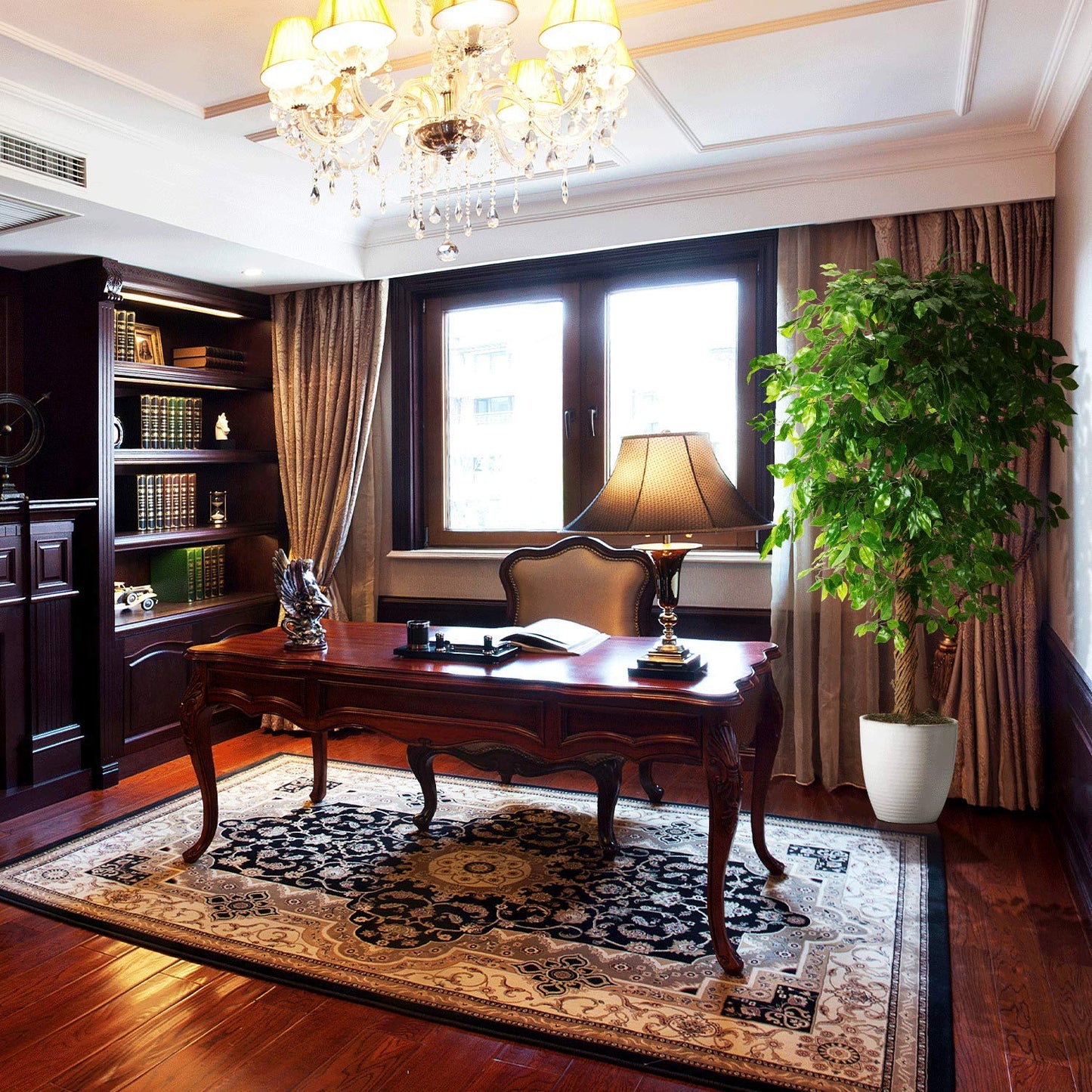 OXLLXO 6ft Artificial Ficus Silk Tree (72in) with Plastic Nursery Pot Faux Tree, Fake Plant for Office House Farmhouse Living Room Home Decor (Indoor/Outdoor)