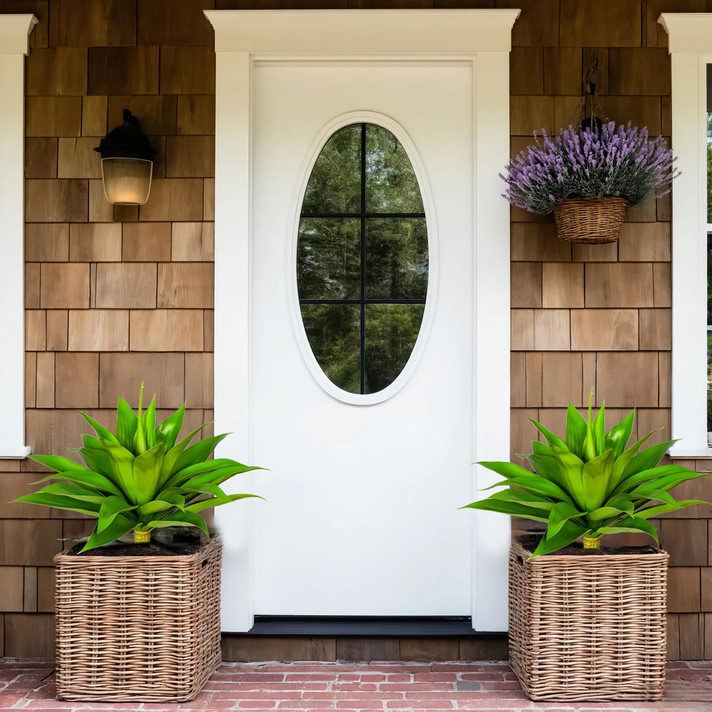 ENALGRE Artificial Flowers for Outdoors Artificial Agave Fake Plants Faux Agave Artificial Plants Outdoor Fake Flowers Outdoor Faux Plants Indoor Uv Resistant Artificial Plants 28''(Green 2pcs)