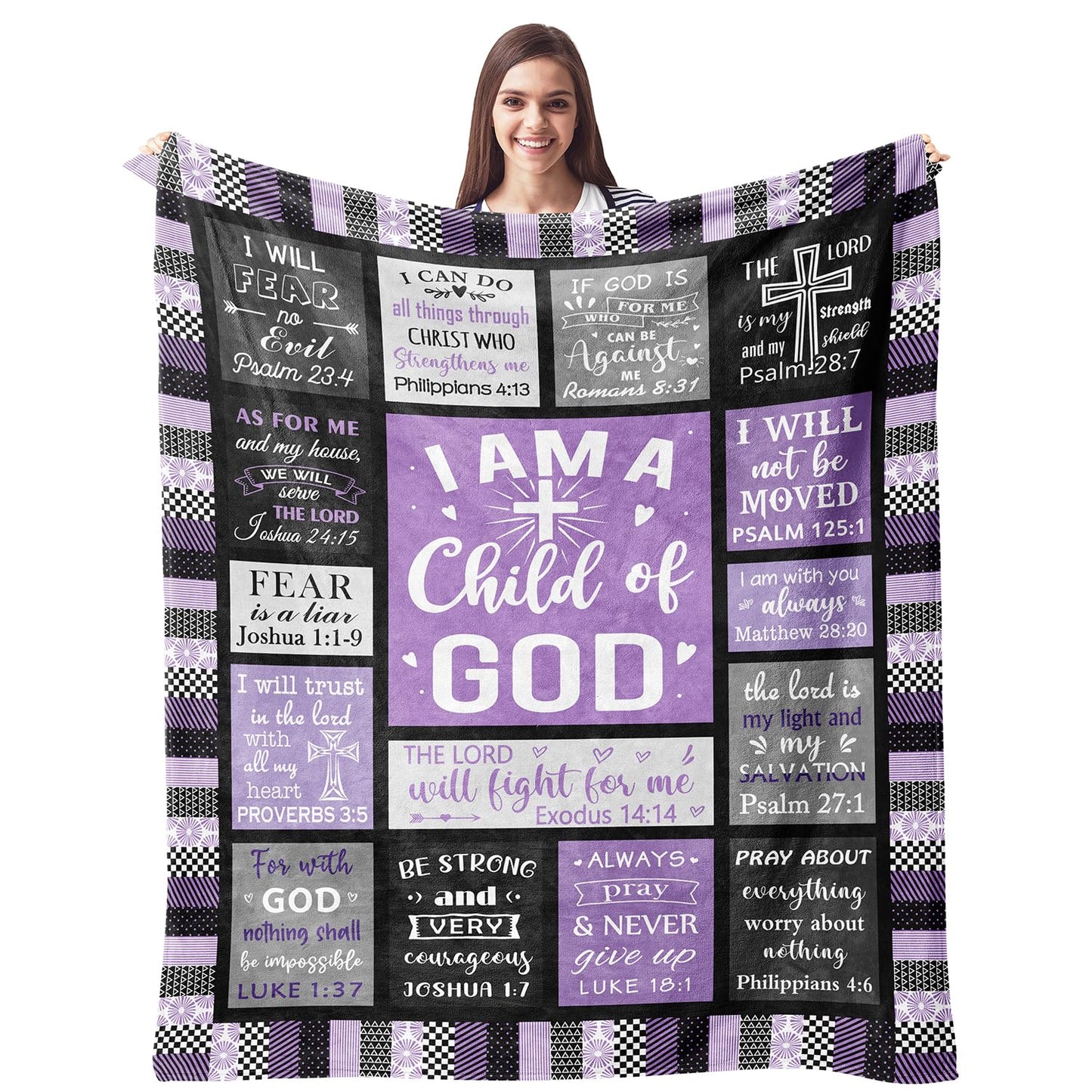 CUJUYO Christian Gifts for Men Women Blanket 50"x40" - Inspirational Religious Catholic Spiritual Present - Christmas Birthday Baptism Confirmation Gifts for Boys