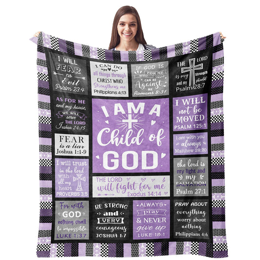 CUJUYO Christian Gifts for Men Women Blanket 50"x40" - Inspirational Religious Catholic Spiritual Present - Christmas Birthday Baptism Confirmation Gifts for Boys