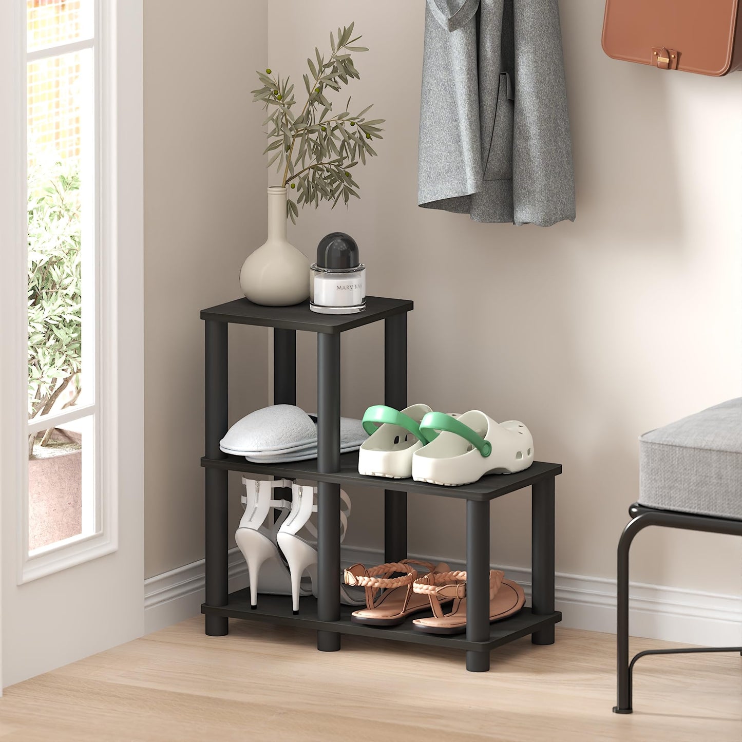 Furinno Turn-N-Tube Accent Decorative Shelf, Espresso/Black