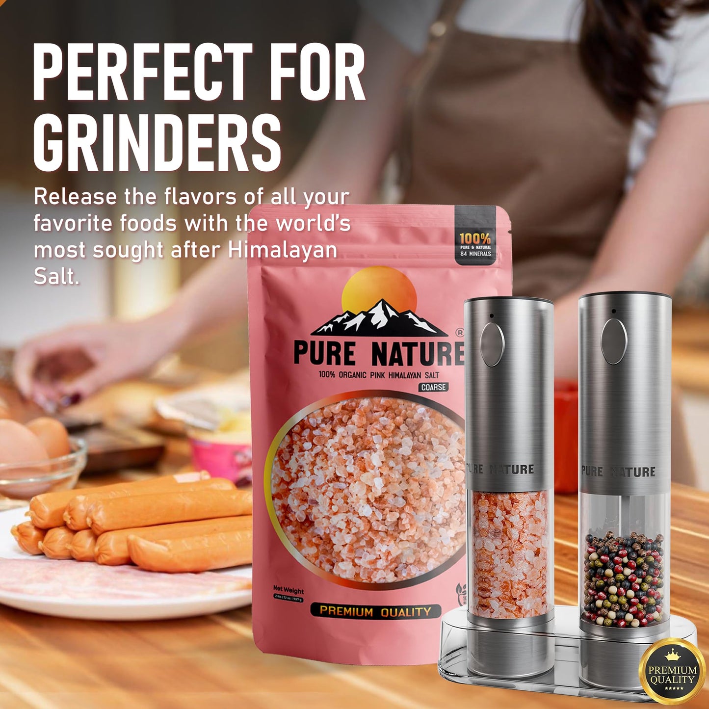 PURE NATURE Himalayan Pink Salt 2lb Coarse Grain Pouch, Natural Unprocessed Rock Salt with 84 Minerals Bulk Gourmet Salt for Cooking Grilling, Boosts Electrolytes and Balances Body pH