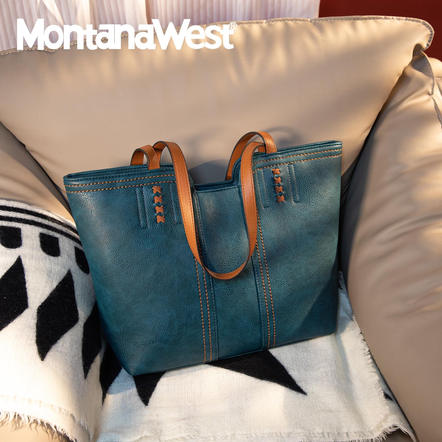 Montana West Tote Bag for Women Top Handle Satchel Purse Oversized Shoulder Handbag Hobo Bags Teal Blue Christmas Gift MWC-118LKB