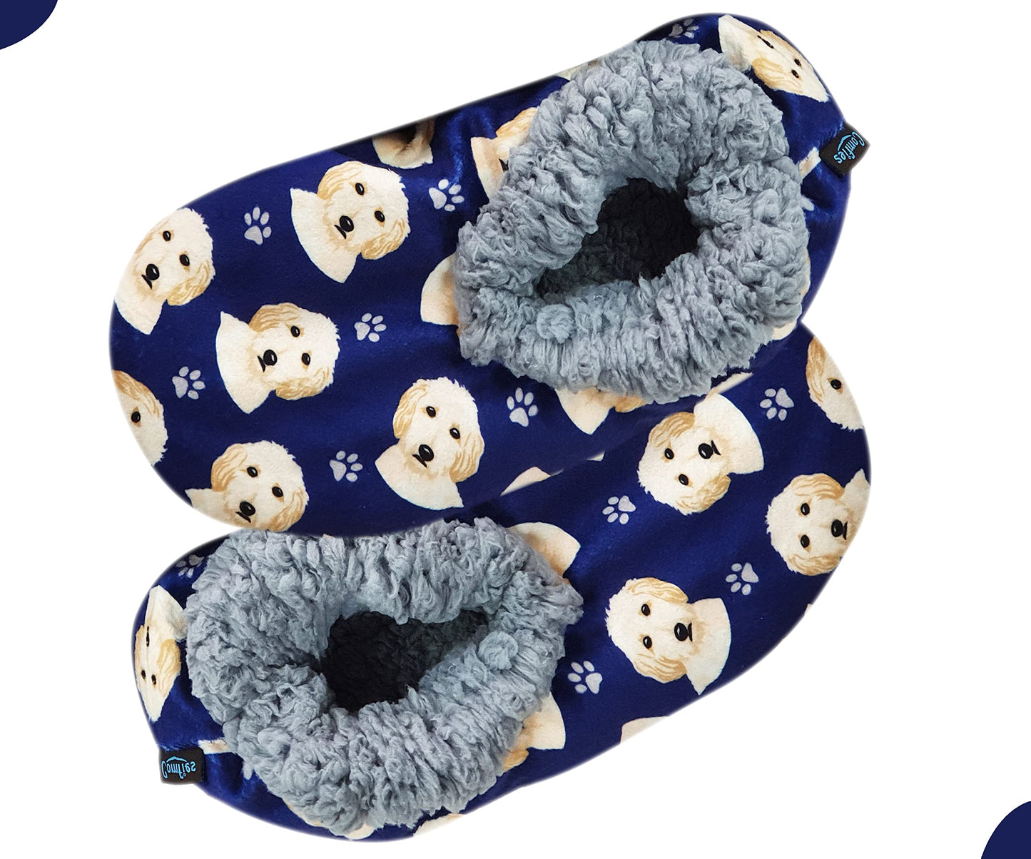 Goldendoodle Super Soft Slippers - E&S Pets - Goldendoodle Gifts - Cozy House Slippers - Non Skid Bottom - One Size Fits Most - Sherpa slipper - Pet Lover Gifts For Men And Women