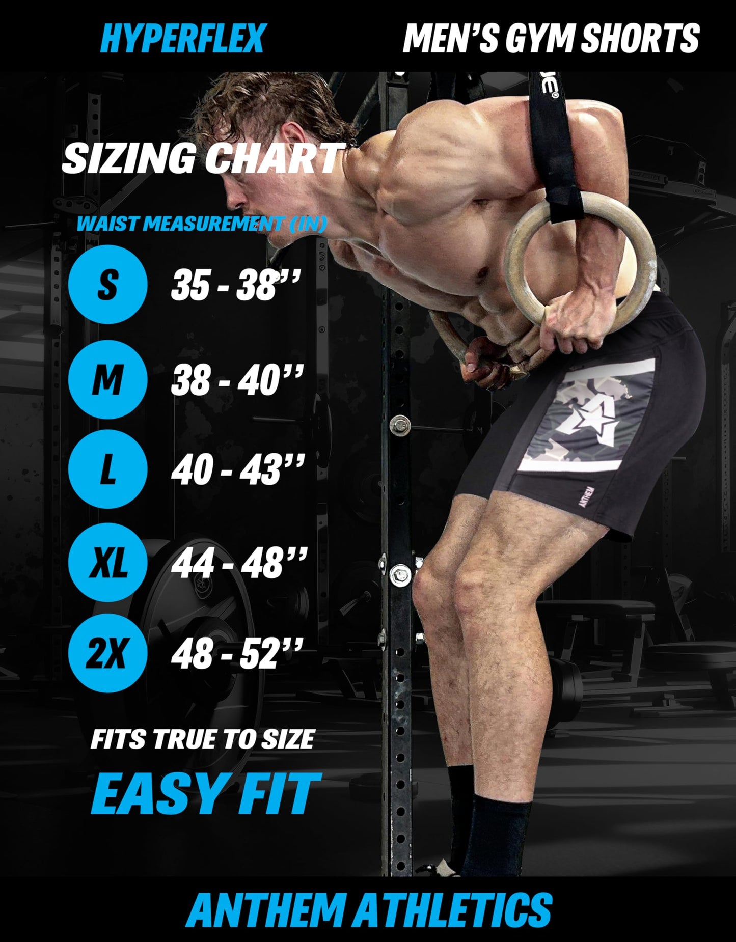 Anthem Athletics Hyperflex Mens Gym Shorts 5" 7" 9" Inseam Workout Athletic Sport Exercise Training Running Shorts for Men - Iron Navy G2 - Large