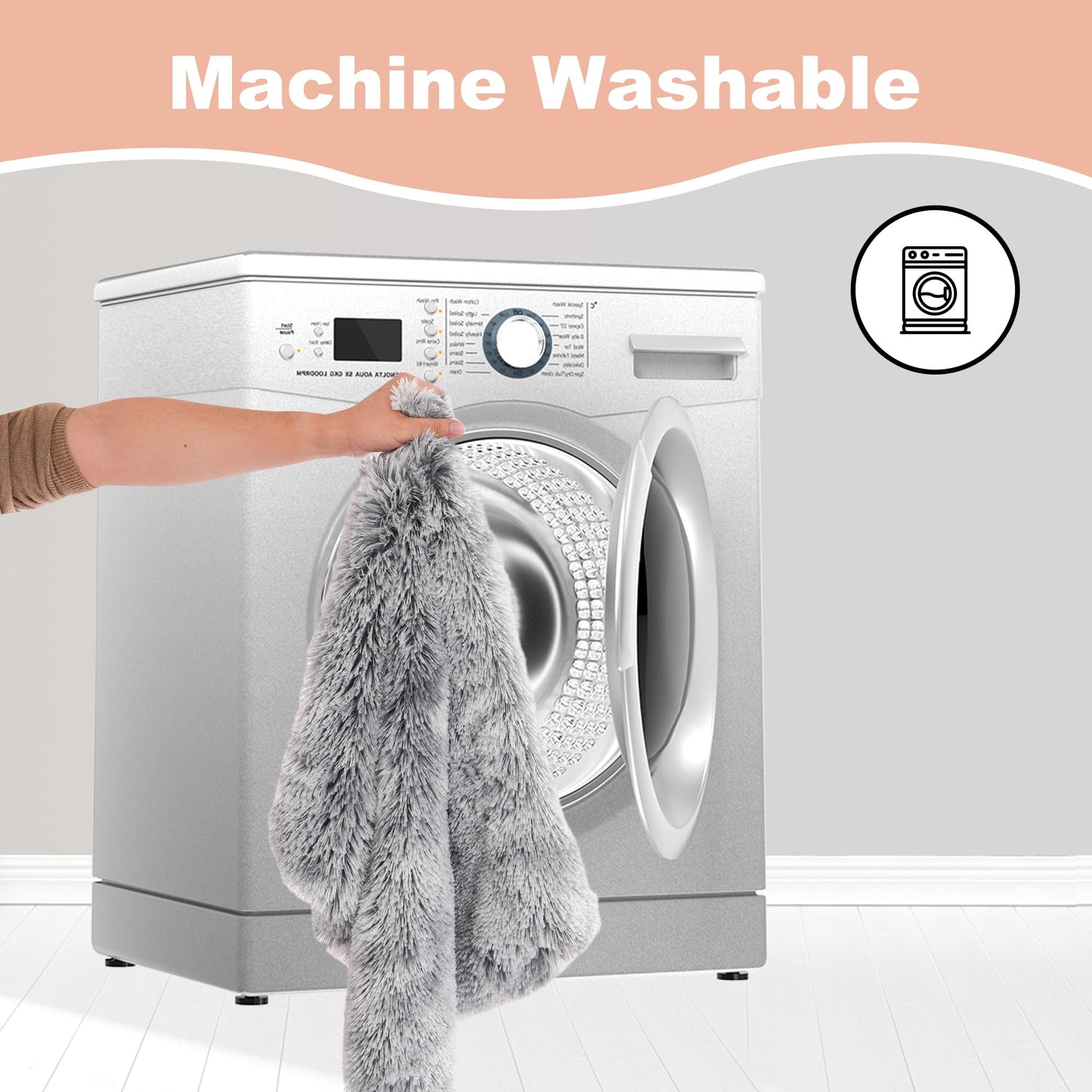 Bedfolks Waterproof Dog Crate Bed With Removable Washable Cover, Plush Faux Fur Pad for Large Dogs, Fluffy Kennel Bed 35"x23", Dark Grey