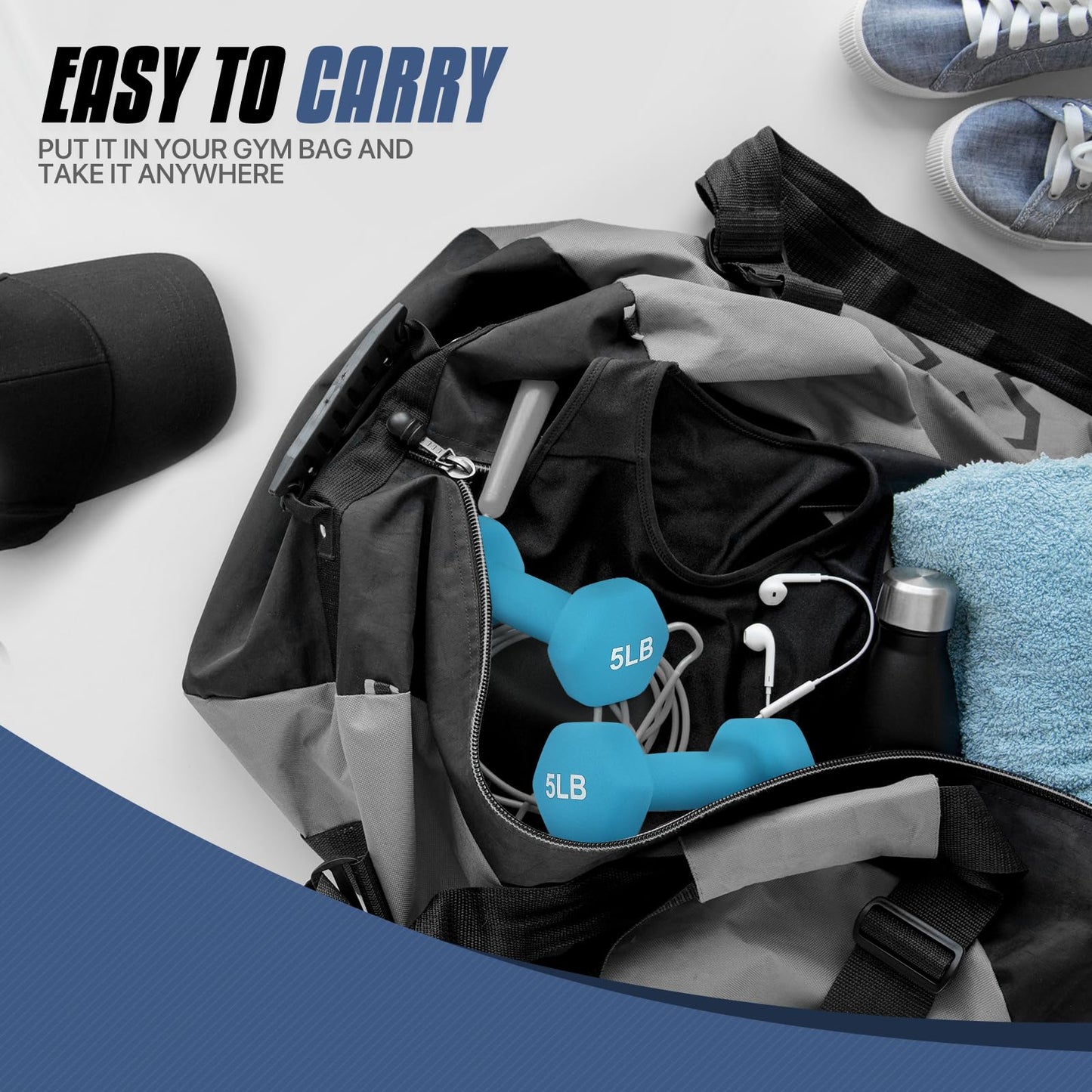 MADOG Dumbbell Set, Anti-Slip Neoprene Coated Hexagon Hand Weights for Home Gym Equipment Workouts Strength Training