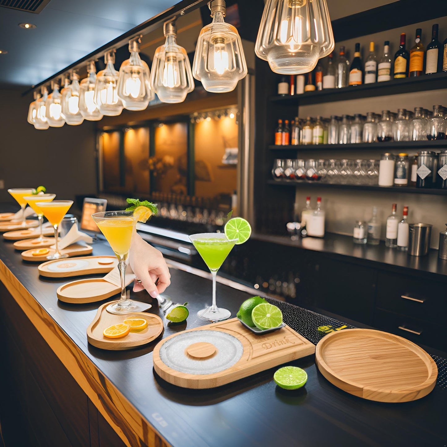 Margarita Salt Rimmer 2PCS, HOMOMSAE Bamboo Wood Cocktail Rimmer Set for Wide Glasses up to 4.5 Inches(Excluding Salt Bowl)