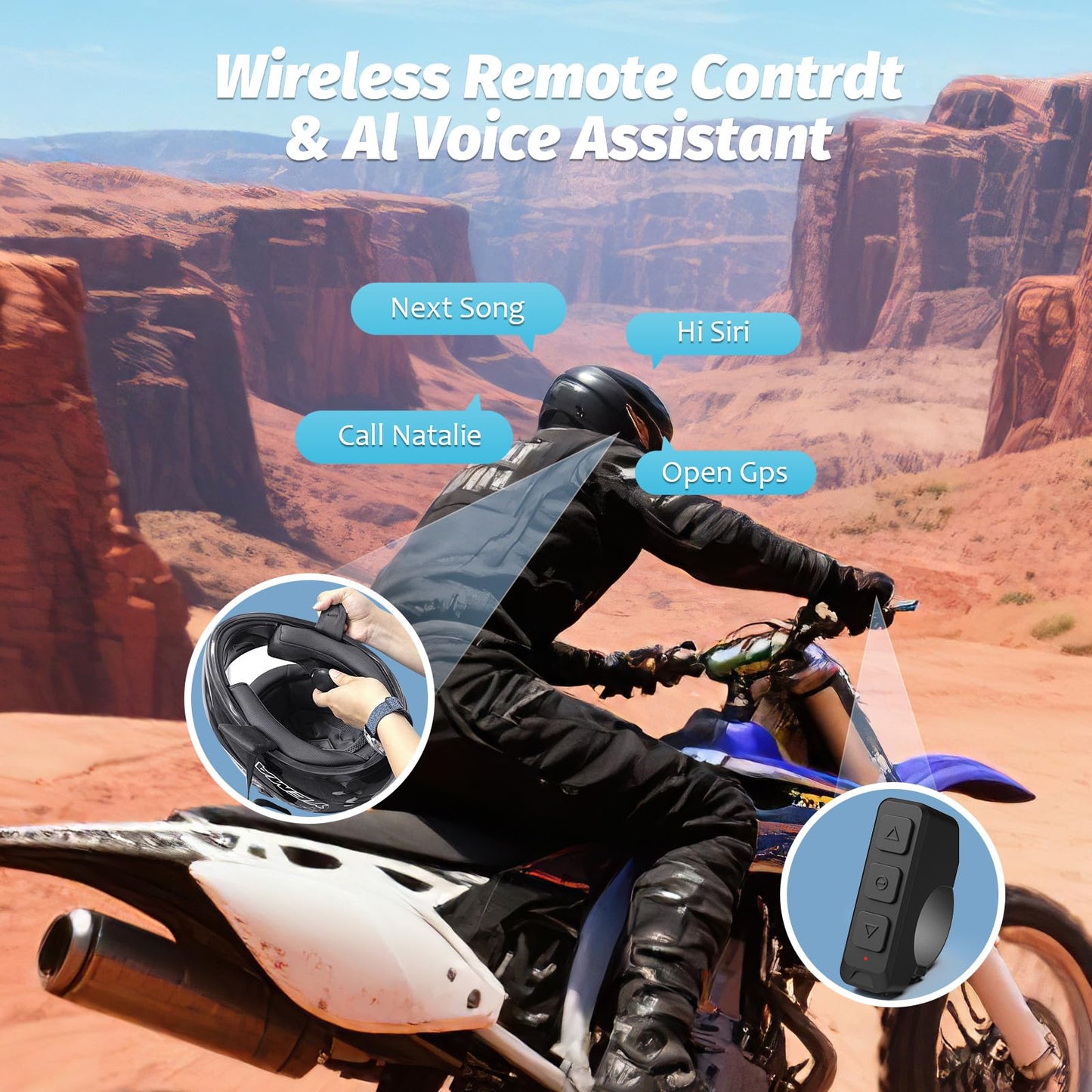 OBEST Motorcycle Bluetooth Headset with Charging Case, Helmet Bluetooth Speaker with Microphones & LED Display, 1900mAh Battery with 50Hours Work Time Wireless Headsets for Skiing and Riding