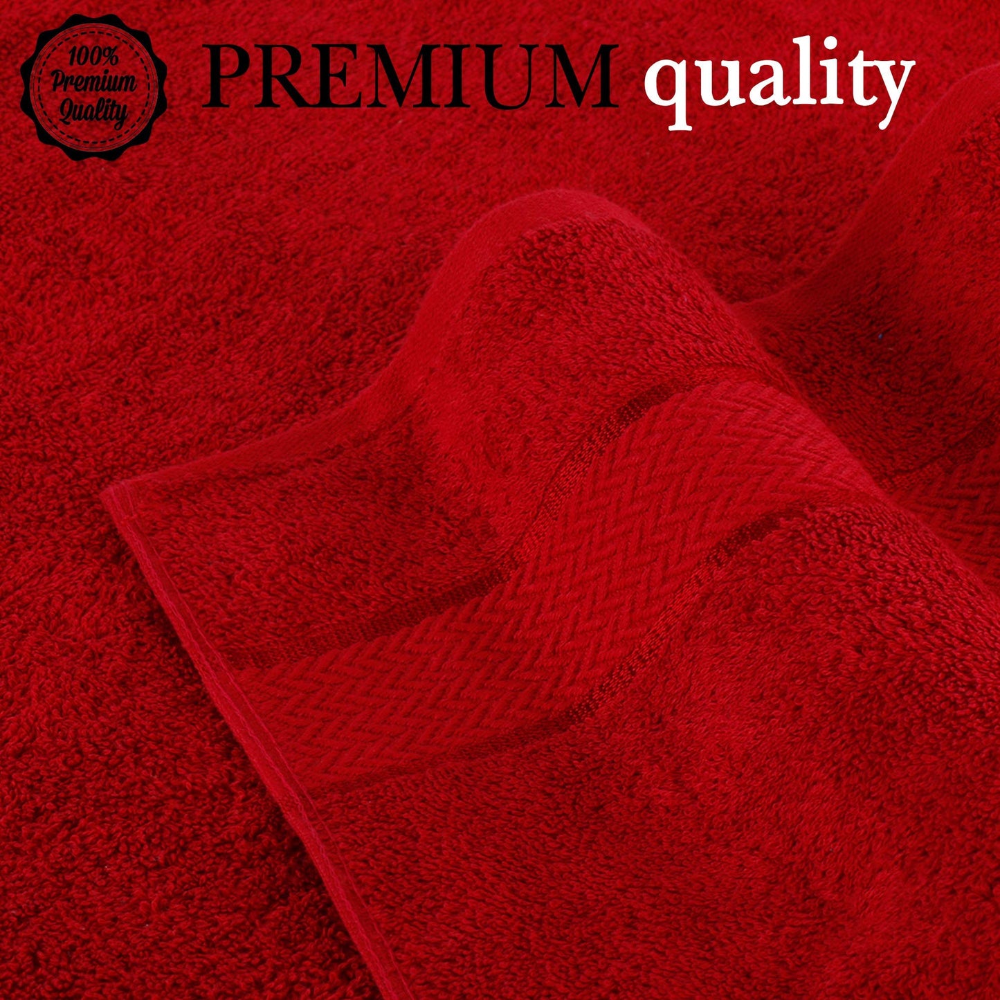 CRAFTBERRY Luxury Bath Towels Set -100% Cotton- 2 Bath, 2 Hand & 2 Washcloths - Premium, Large, Thick, Fluffy, Absorbent, Quick Dry, Soft & Plush - 6 Piece Luxury Bathroom Towels - Red