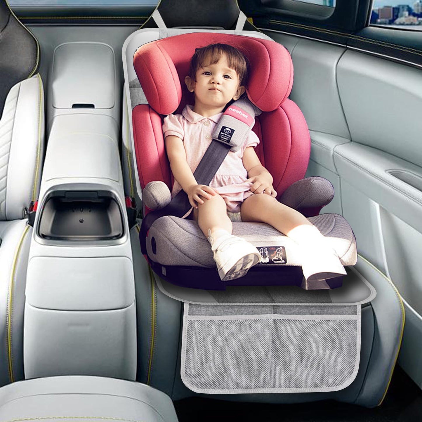 Meolsaek Car Seat Protector, 600d Fabric Waterproof Car Seat Cover with Non-Slip Backing, Under Baby Car Seat from Pressure Marks