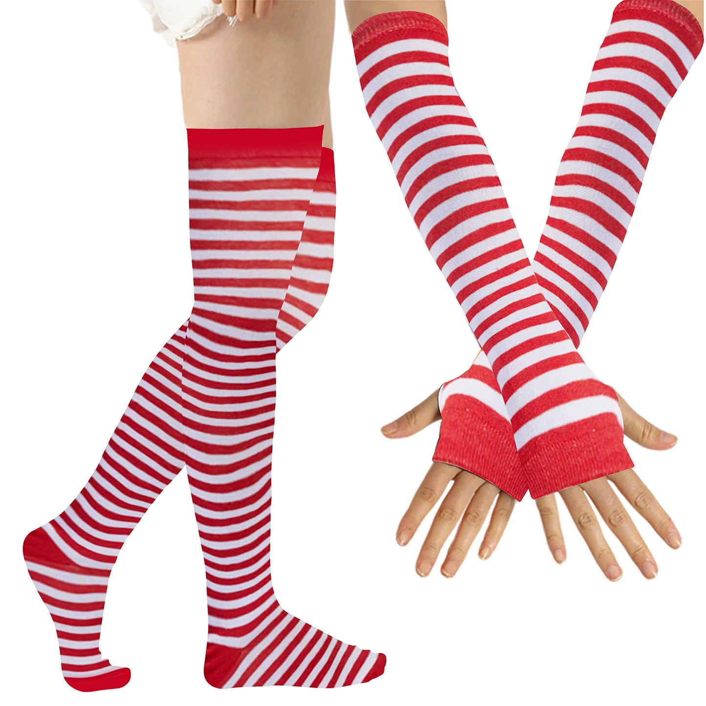 Over Knee Rainbow Thigh High Socks Cosplay Accessories for Women Fashion Wild Long Striped Leg warmers