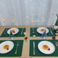 Faux Leather Placemats HeloHo Green Table Place Mats Set of 4 Waterproof Oilproof Heat Stain Resistant Washable Wipeable Placemat for Kitchen Dining Table Decoration Indoor Outdoor