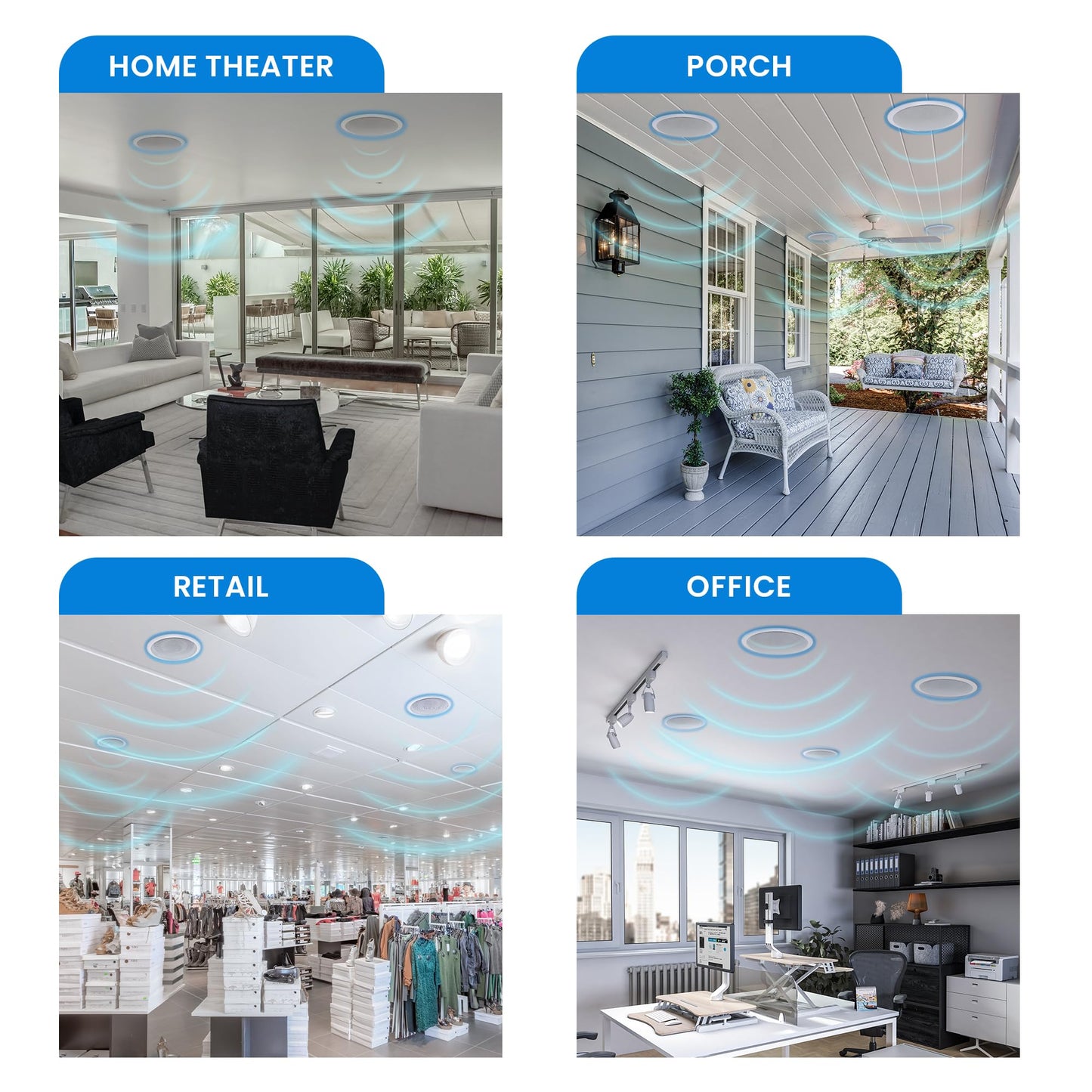 Acoustic Audio CSic83 in Ceiling 8" Speaker Pair 3 Way Home Theater Speakers