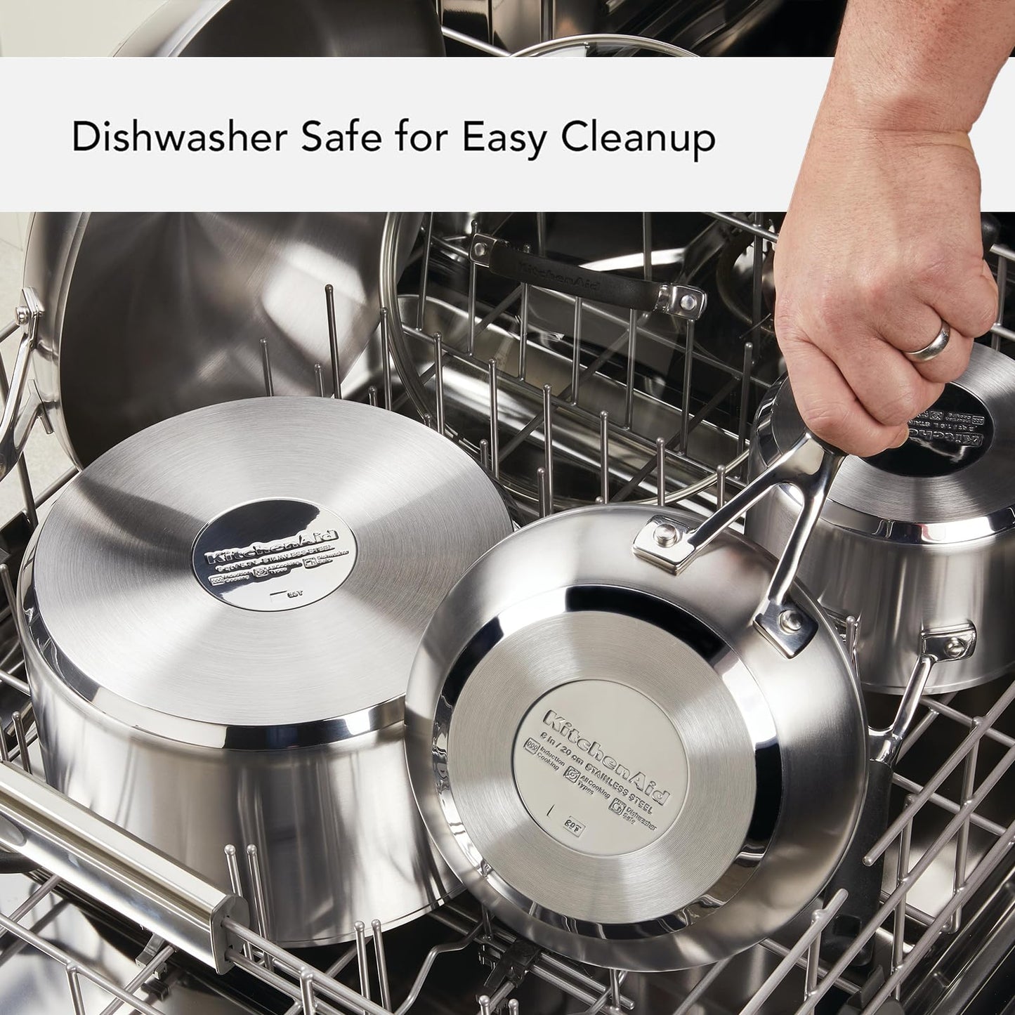 KitchenAid Stainless Steel Cookware/Pots and Pans Set, 10 Piece, Brushed Stainless Steel