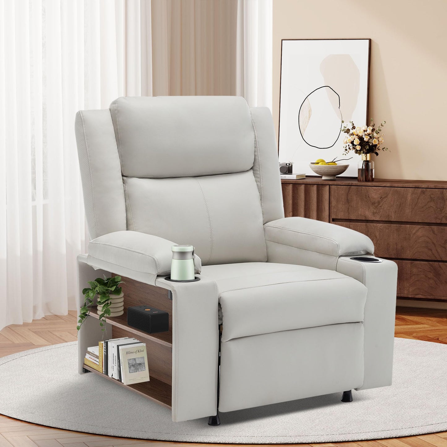 Recliner Chair for Adults Recliner Chair with Massage and Heat, Reclining Comfy Single Sofa with Side Storage and Cup Holders Theater Seating for Living Room, Bedroom