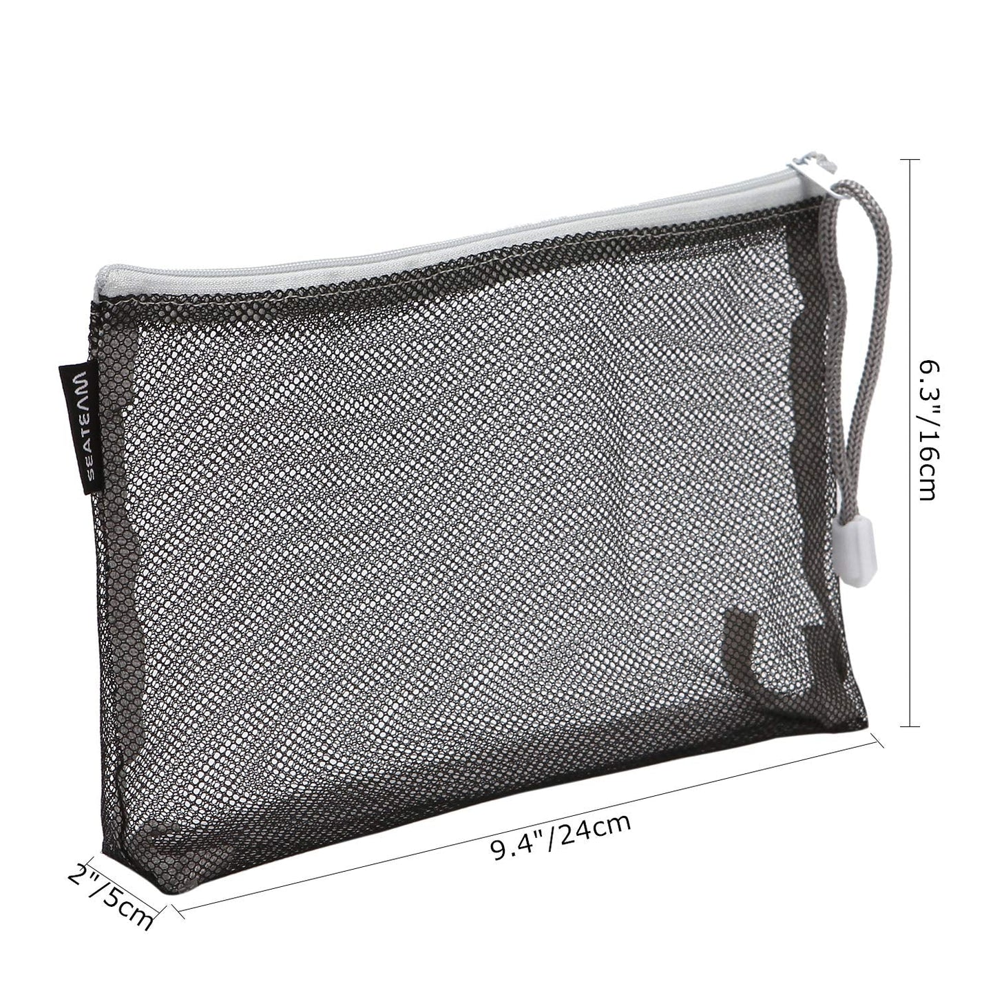 Sea Team 6pcs Multicolored Portable Travel Toiletry Pouch Nylon Mesh Cosmetic Makeup Organizer Bag with Zipper, Colorful