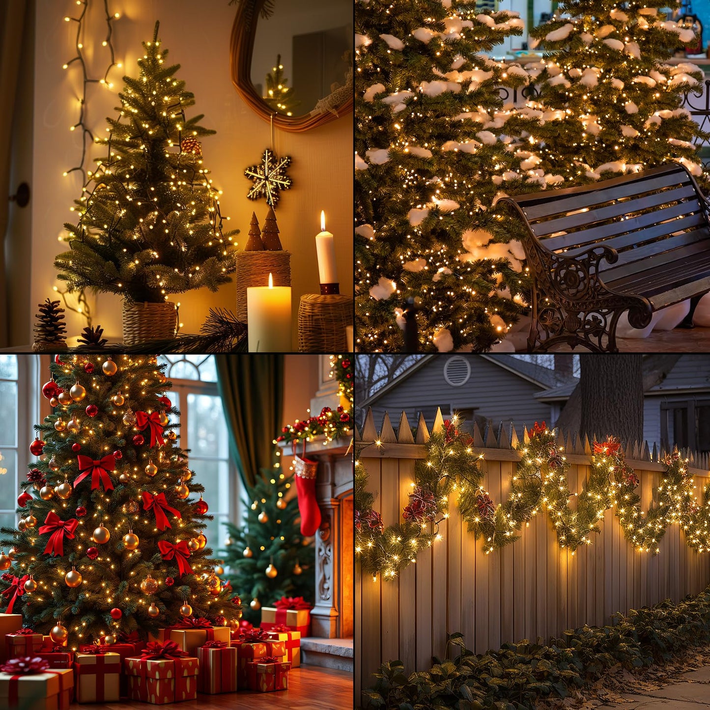 FairyGlim 100 LED Christmas String Lights, 33 FT Connectable Waterproof String Lights Green Wire with Timer Memory Function & 8 Modes, for Indoor Outdoor Xmas Trees Party Garden, WarmWhite