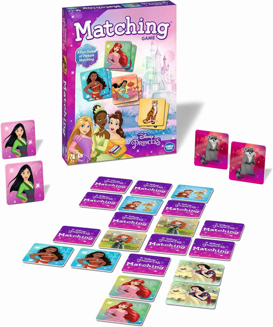 Wonder Forge Disney Princess Matching Game – Fun Memory Game for Kids Ages 3 and Up – Toddler Learning Toy Featuring Belle, Ariel, and Elsa and more Disney Princesses - Packaging May Vary
