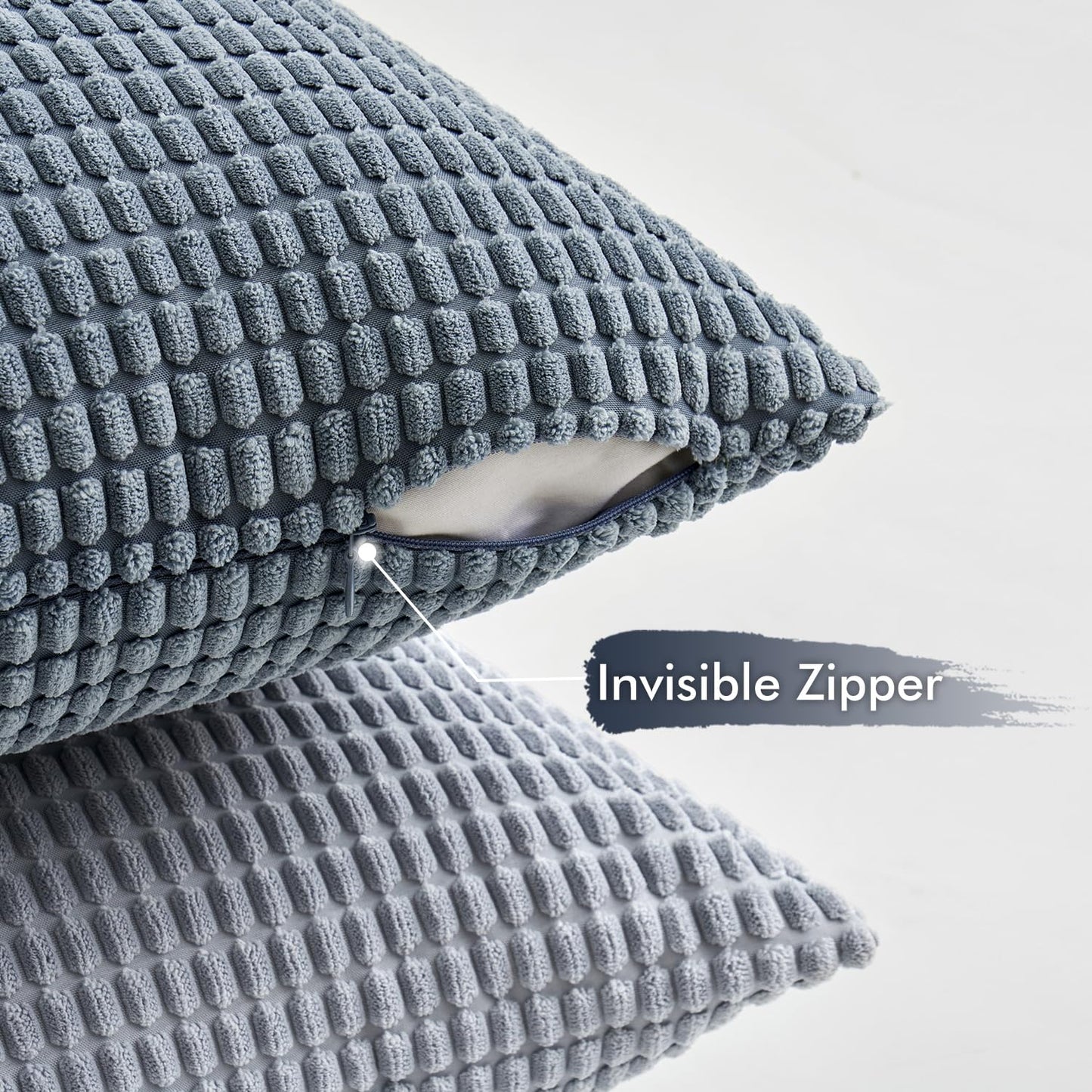 MIULEE Blue Decorative Pillow Covers 18x18 Inch Set of 4 Boho Western Farmhouse Home Decor Couch Throw Pillows Summer Coastal Corduroy Pillowcases Industrial for Sofa Living Room Bed