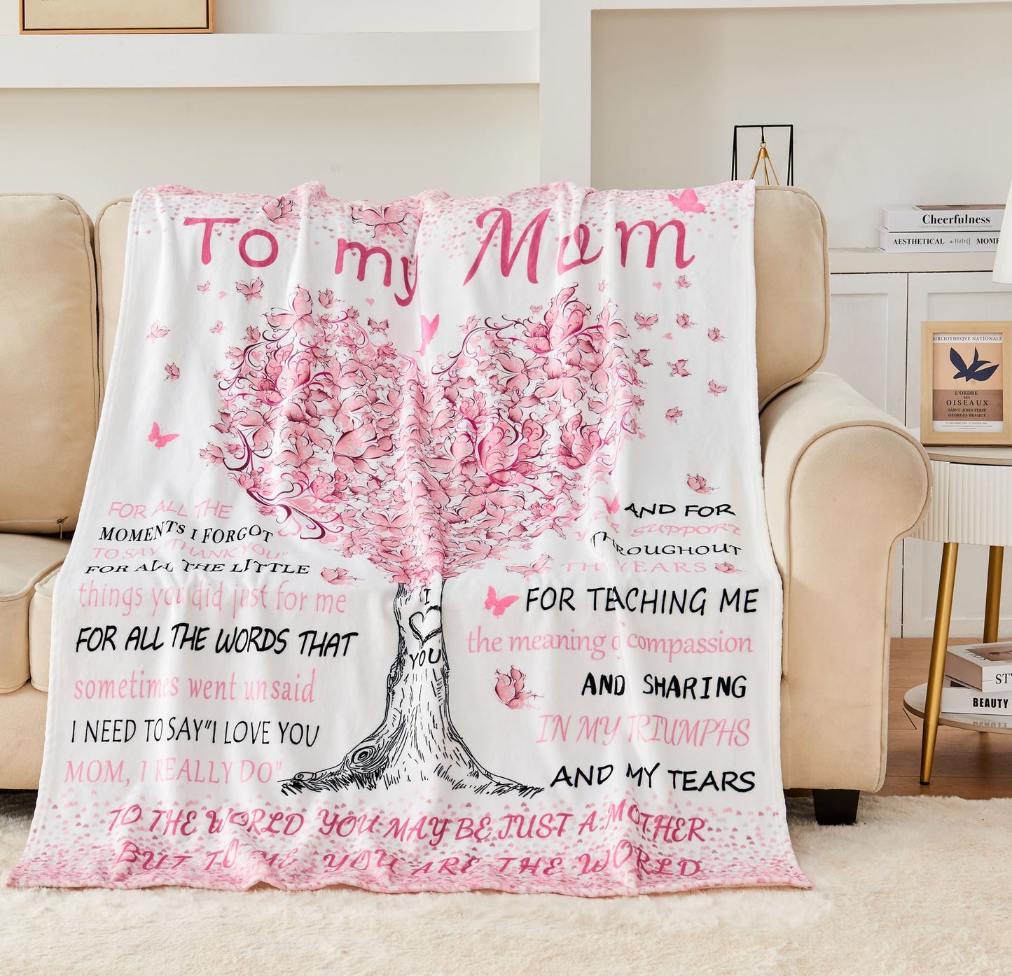 Mom Gifts Blanket from Daughter Son,Super Soft Flannel Throw Blanket 60" X 50",Gifts Blanket for Birthday Mother's Day Christmas Valentine Thanksgiving Anniversaries,for Sofa,Office Chair,Bed