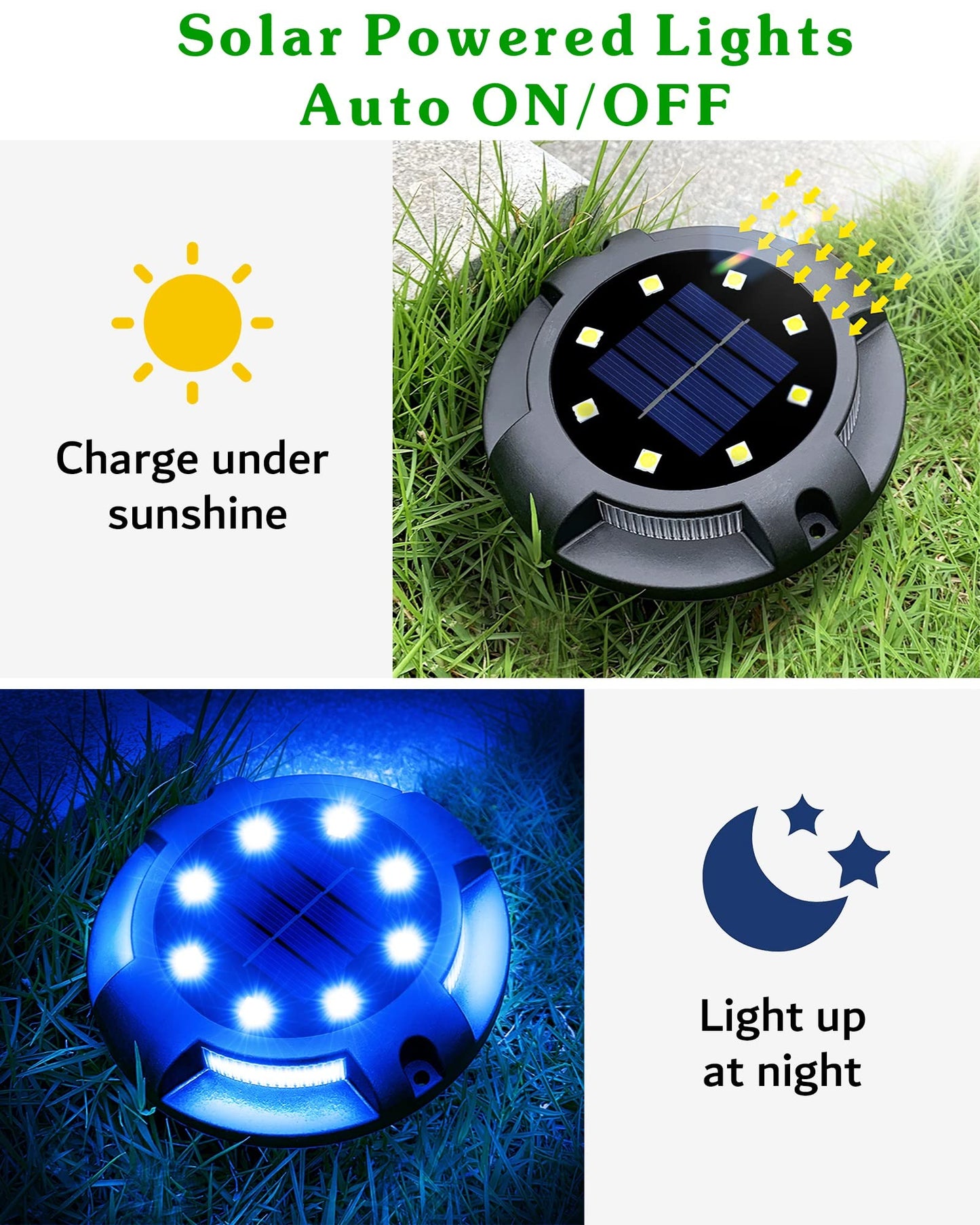 Biling Solar Pathway Lights Outdoor Uplight Sidelight, 12 Packs Blue Bright Solar Ground Lights Waterproof for Yard Walkway Garden Halloween Decorations