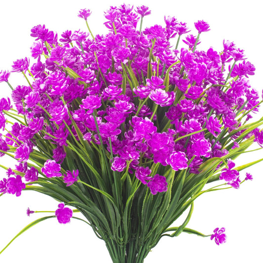 Grunyia 8 Bundles Artificial Outdoors Flowers (Purple-Daffodil)