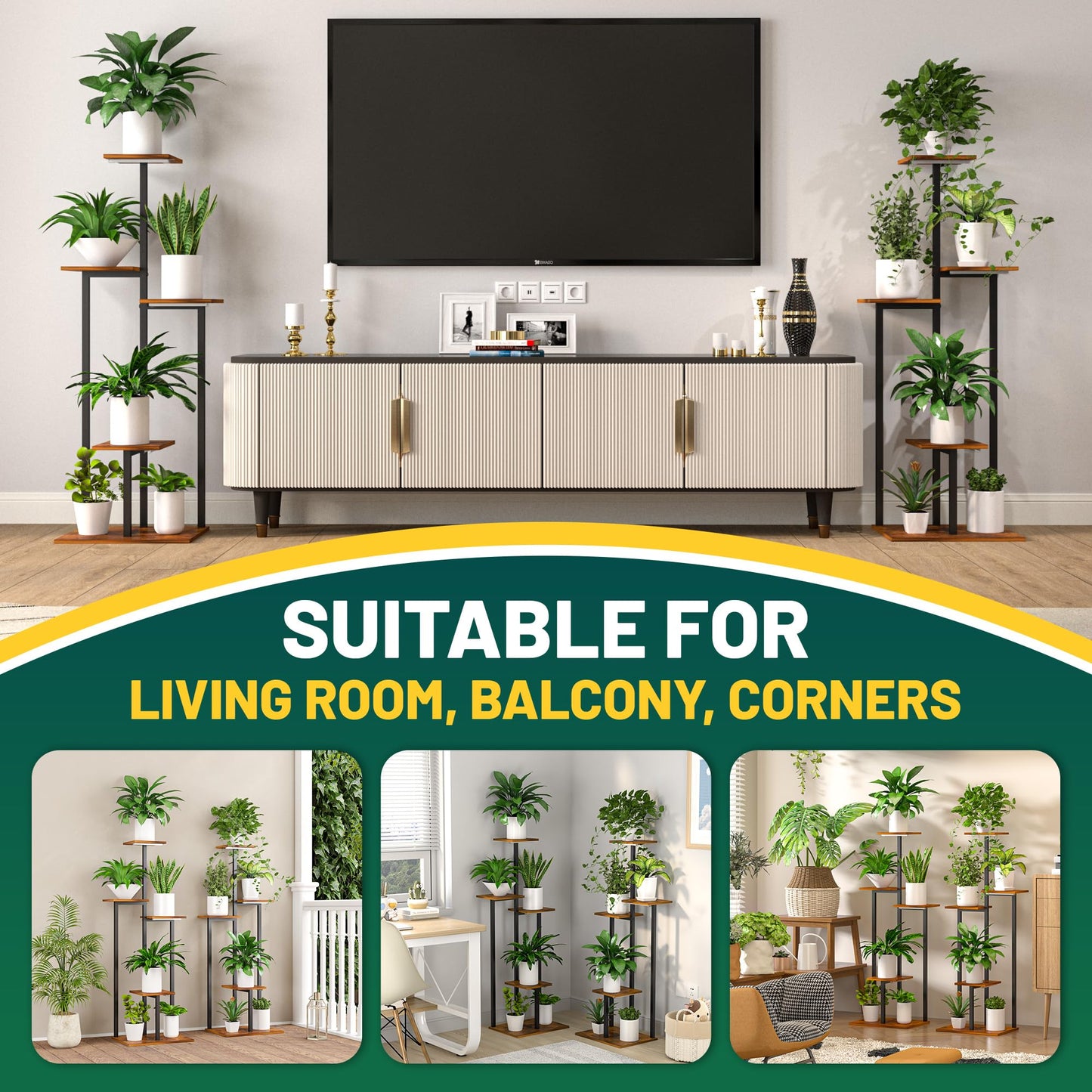 Plant Stand Indoor with Grow Light, 2-Pack Metal Plant Shelf with 6 Grow Lights, 5 Tiered Corner Plant Stand Shelves for Indoor Plants Multiple, Plant Rack Display Flower Holder for Living Room, Patio