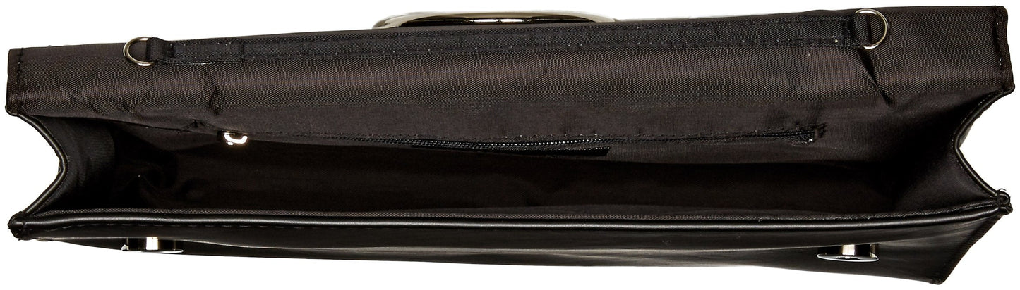 Jessica McClintock womens Nora Solid Large Envelope Clutch with Ring Closure, Black, One Size US
