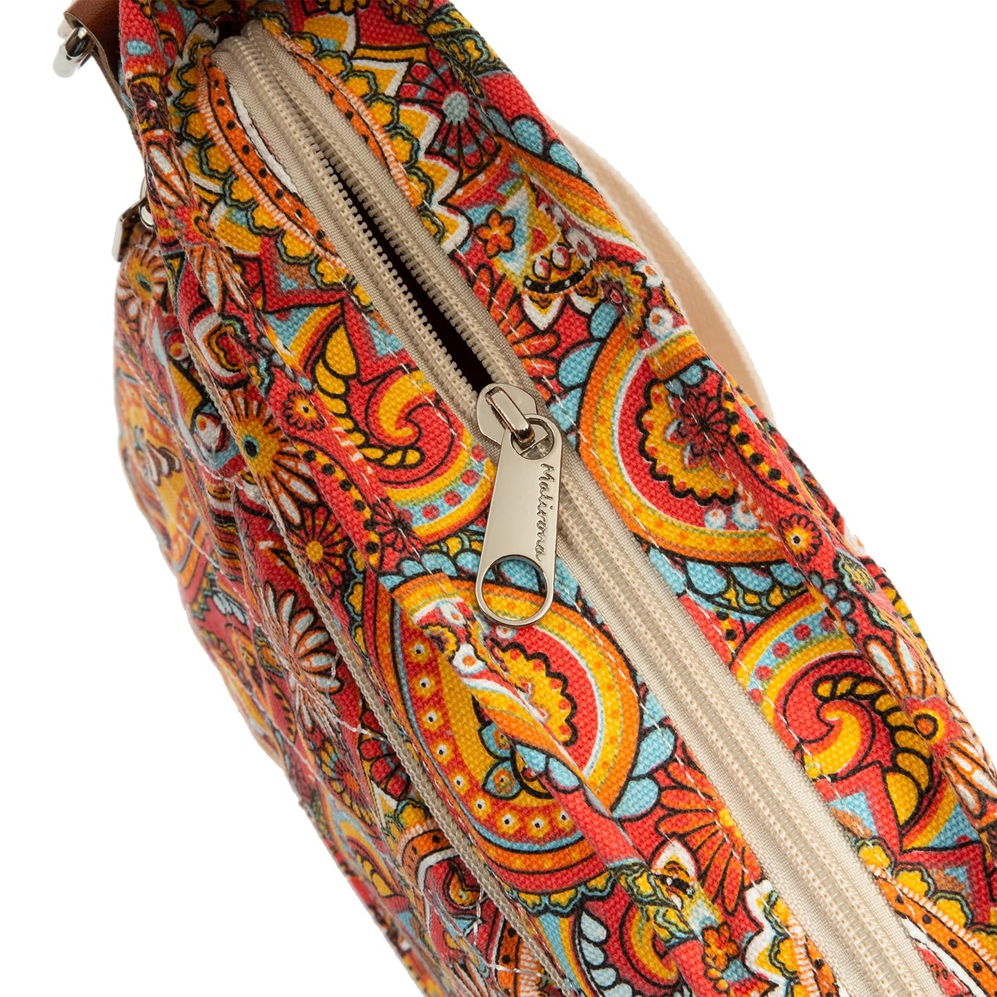 Malirona Women 's Durable Floral Crossbody Bag Canvas Messenger Handbag Multi Pocket Travel Satchel Purse (Red Flower-M)