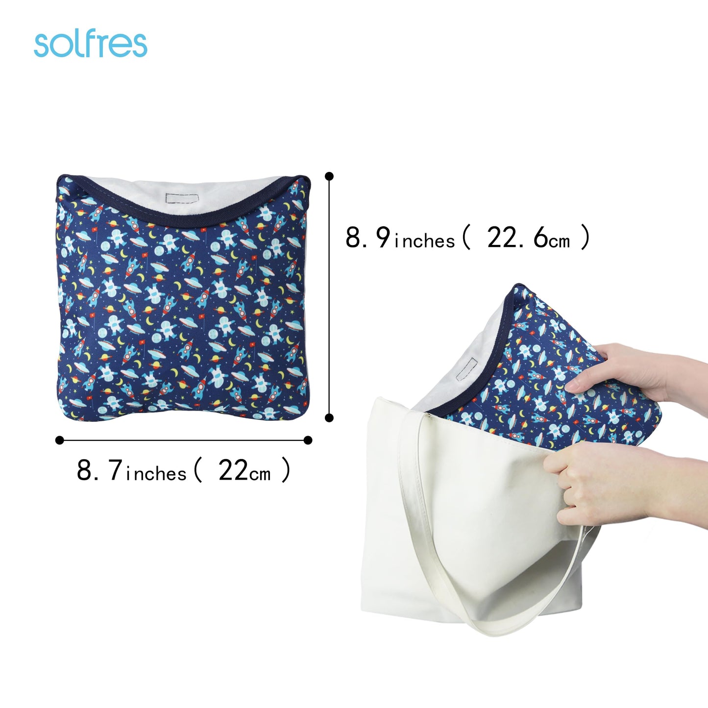 Dual-Belt High Chair Cover, Baby High Chair Cover, Upgrade Version, for Wooden or Restaurant High Chair, Sturdy and Robust Material, Blue Space