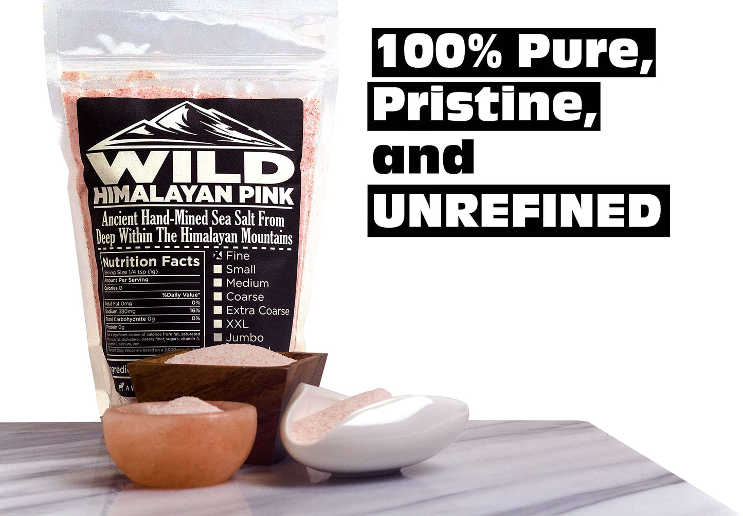 Wild Foods Organic Pink Himalayan Salt, Fine Ground for Table and Cooking, 16 oz | 100% Real, Pure, Unrefined | Pink Himalayan Sea Salt with 80+ Minerals & Electrolytes, Small Batch, Ethically Sourced