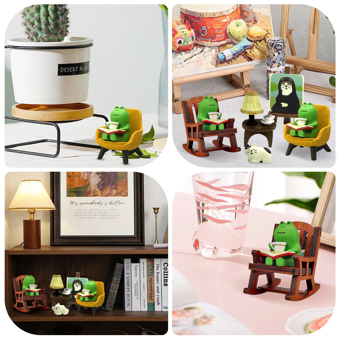 heqxwl Miniature Frog Figurines Statue,Cute Frog Figure Collectibles Lovers Home Decorations,Cute Frog Collectibles Suitable for Desk and Bedroom Decoration, Perfect Indoor Home Decor and Gifts