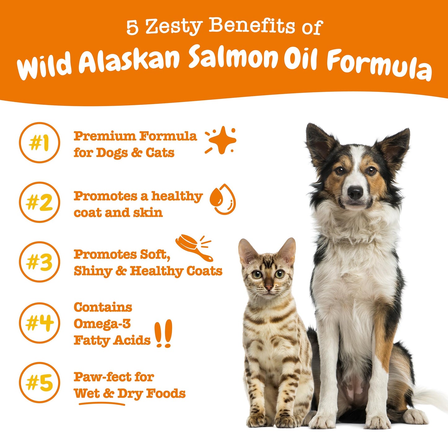 Zesty Paws Wild Alaskan Omega-3 Blend Pollock + Salmon Oil for Dogs and Cats- Skin and Coat Support, Omega 3 Supplement for Pets, 8.5oz